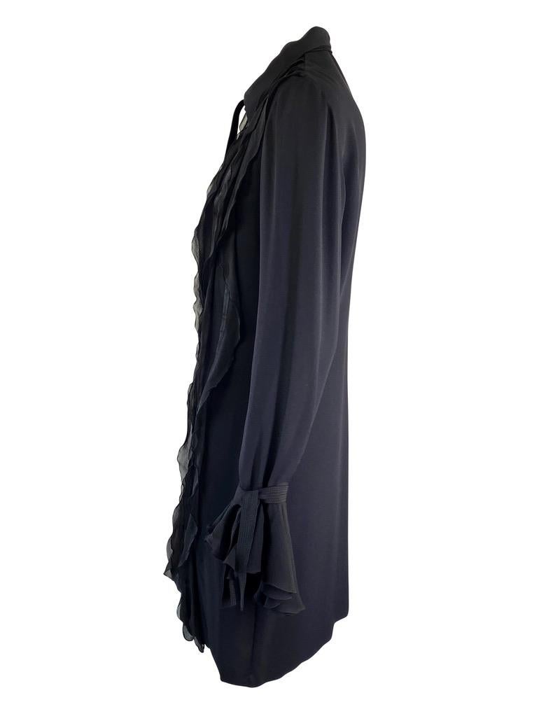 S/S 1993 Gianni Versace Couture Black Ruffle Chiffon Ribbon Dress