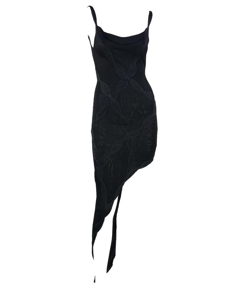 S/S 2001 Christian Dior by John Galliano Black Knit Crochet Dress