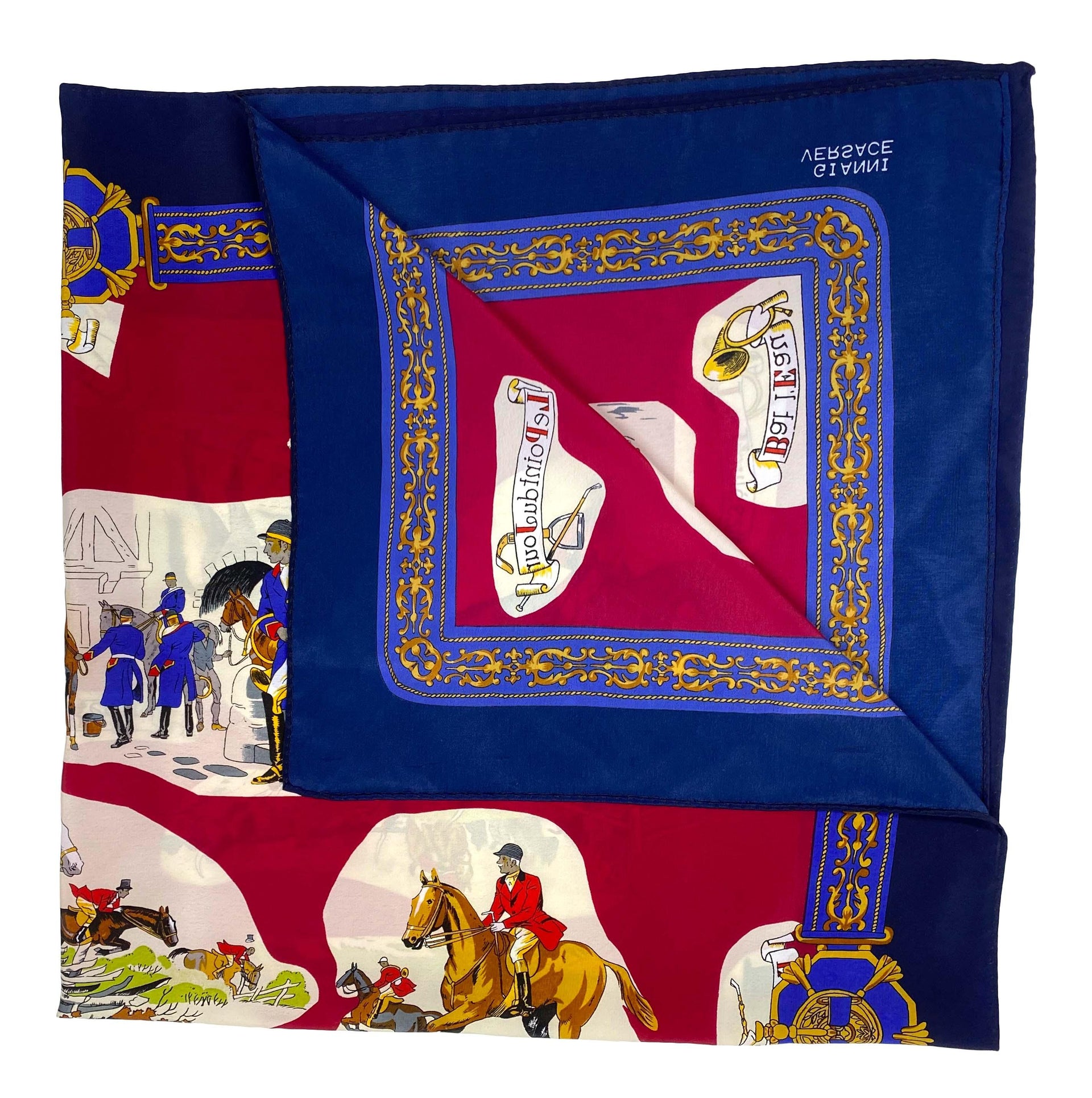 Gianni Versace Hunting Scene Silk Square Scarf