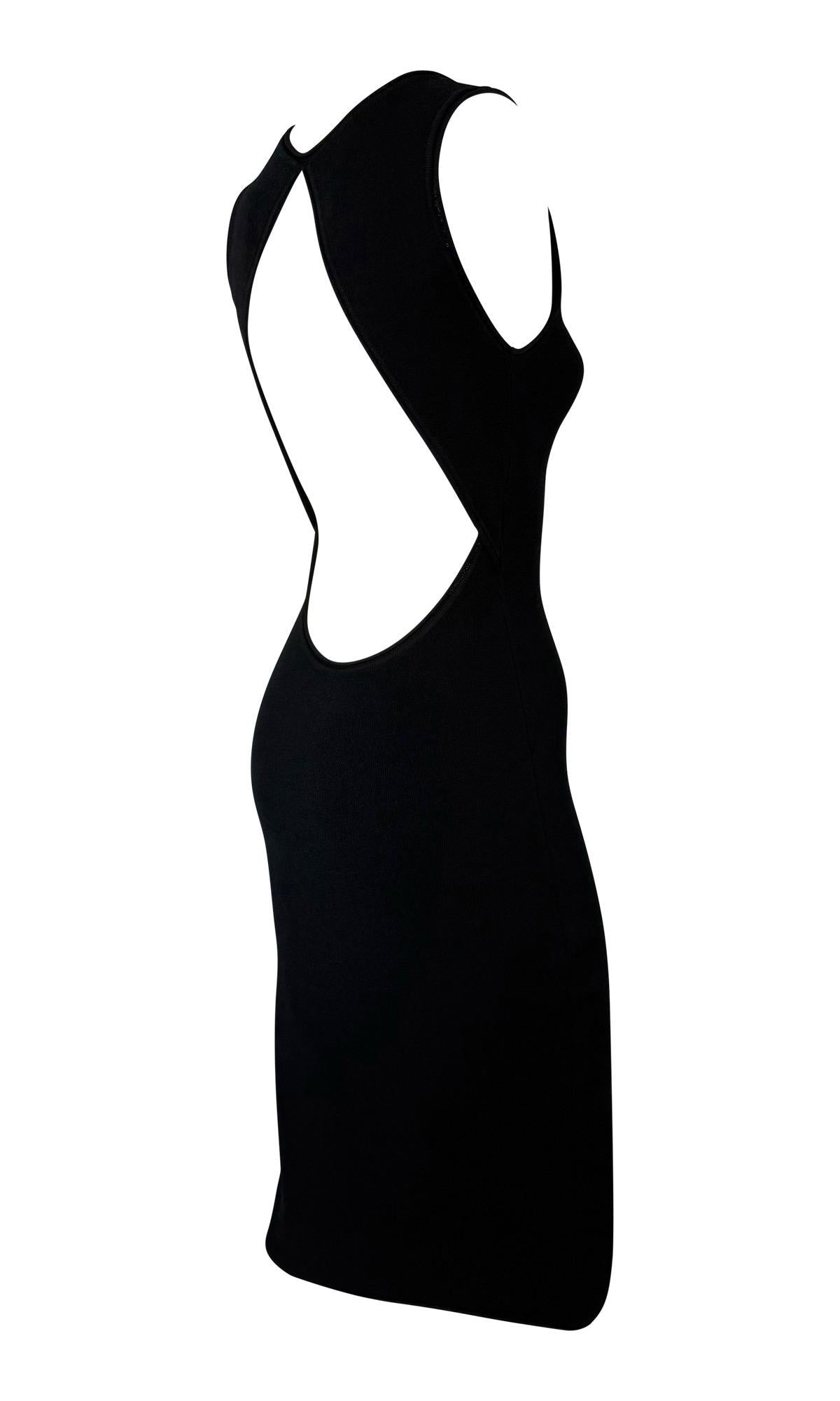 Late 1990s Richard Tyler Backless Cutout Black Bodycon Knit Dress
