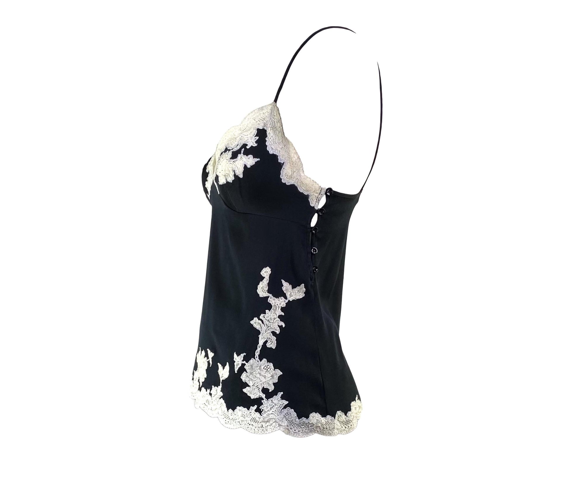 F/W 1998 Christian Dior by John Galliano Black Silk Lace-Trim Camisole