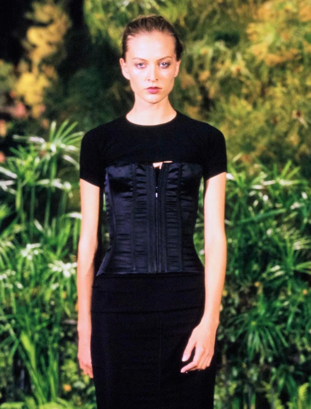 S/S 1999 Dolce & Gabbana Runway Ultra Cropped Black Cashmere Shoulder Sweater