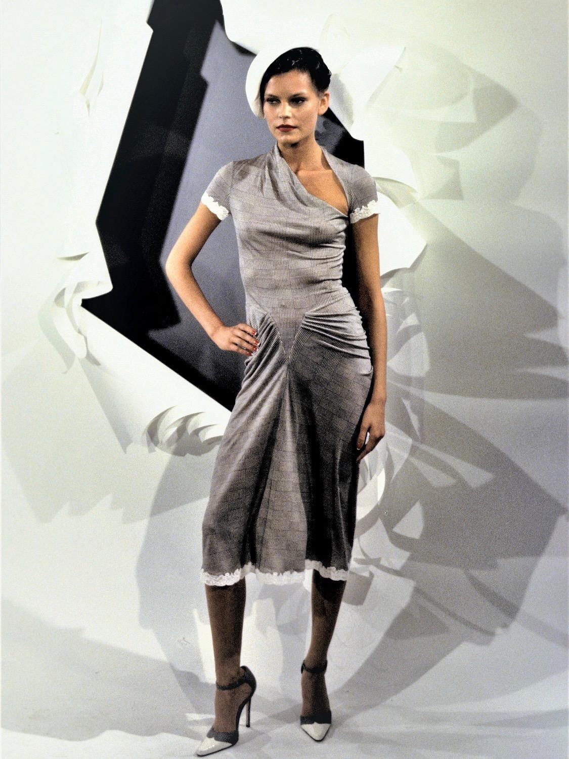 S/S 1999 Christian Dior by John Galliano Victorian Grey Lace Trimmed Skirt Suit