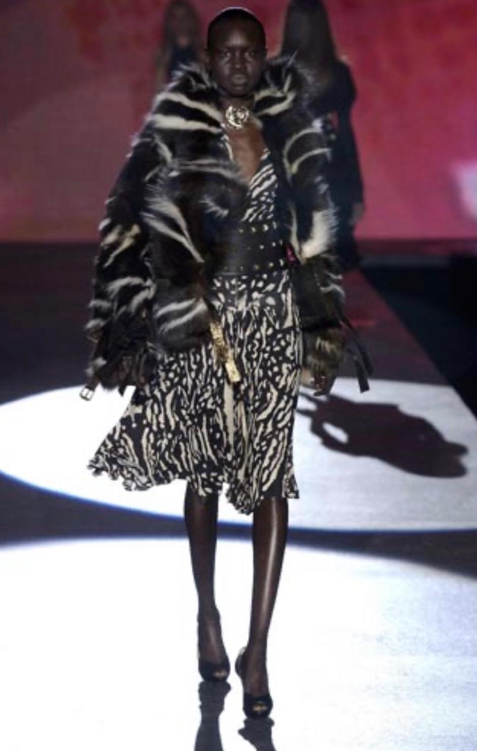 F/W 2003 Roberto Cavalli Ad Runway Corseted Animal Print Stretch Mini Dress