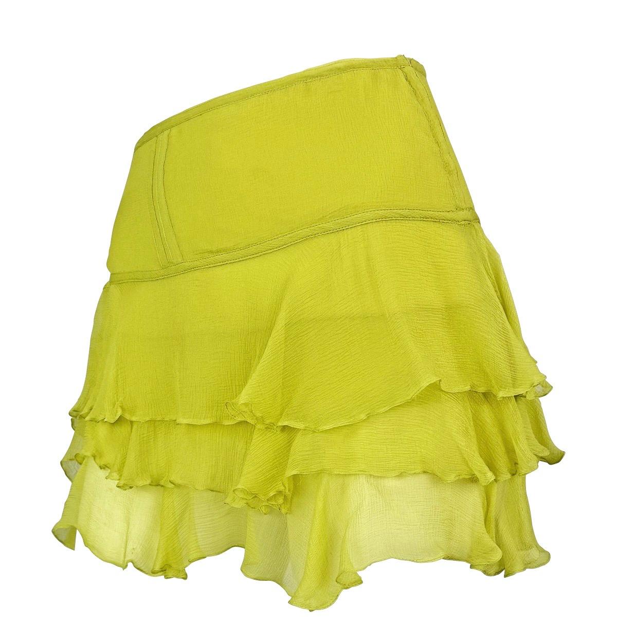 S/S 2003 Gucci by Tom Ford Light Green Ruffle Chiffon Mini Skirt