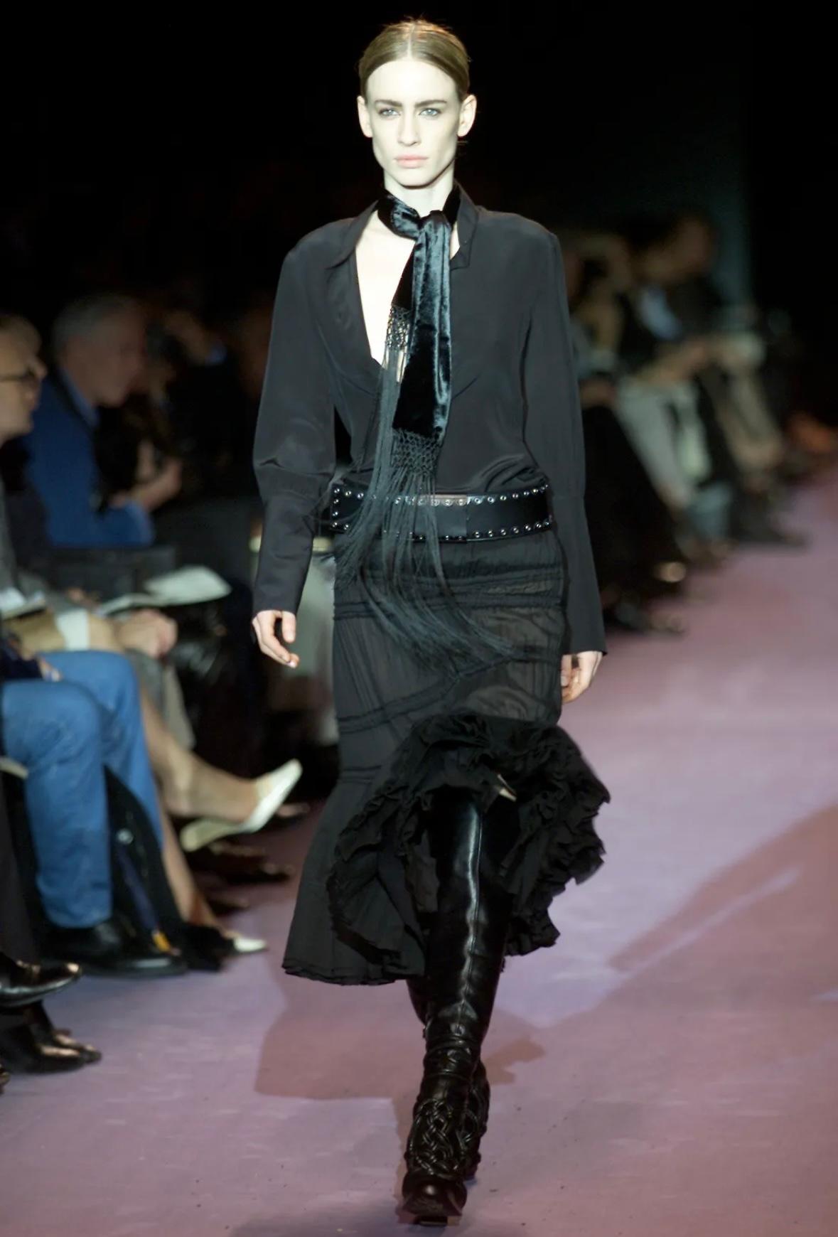 F/W 2001 Yves Saint Laurent by Tom Ford Black Mid-Length Flare Skirt