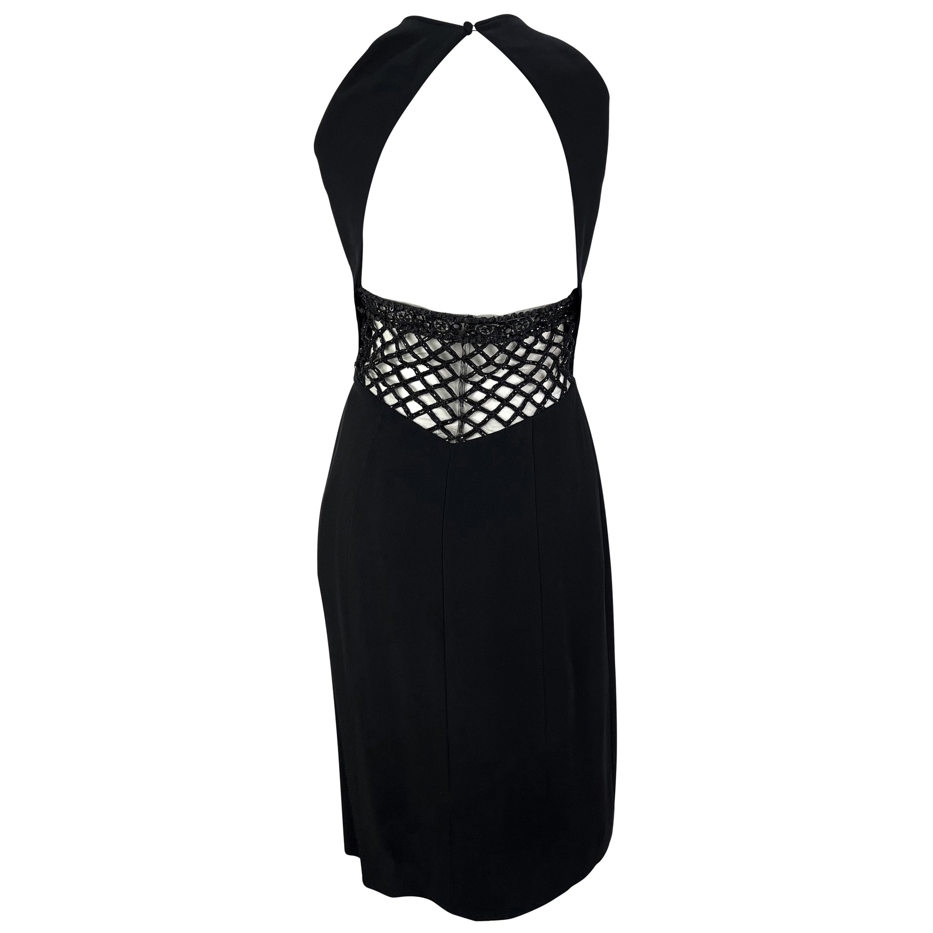 NWT F/W 2001 Valentino Garavani Ad Black Beaded Backless Mini Dress