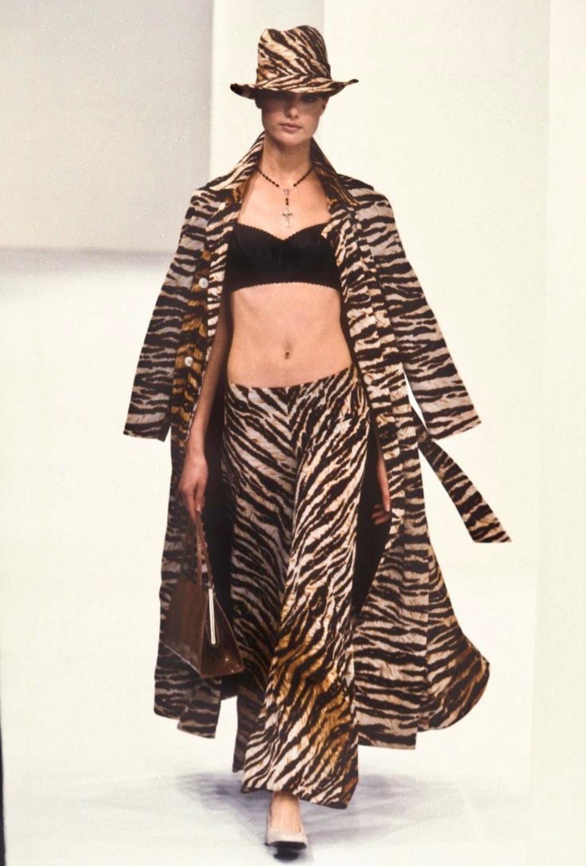 S/S 1996 Dolce & Gabbana Runway Sheer Tiger Print Oversized Wide Leg Pants