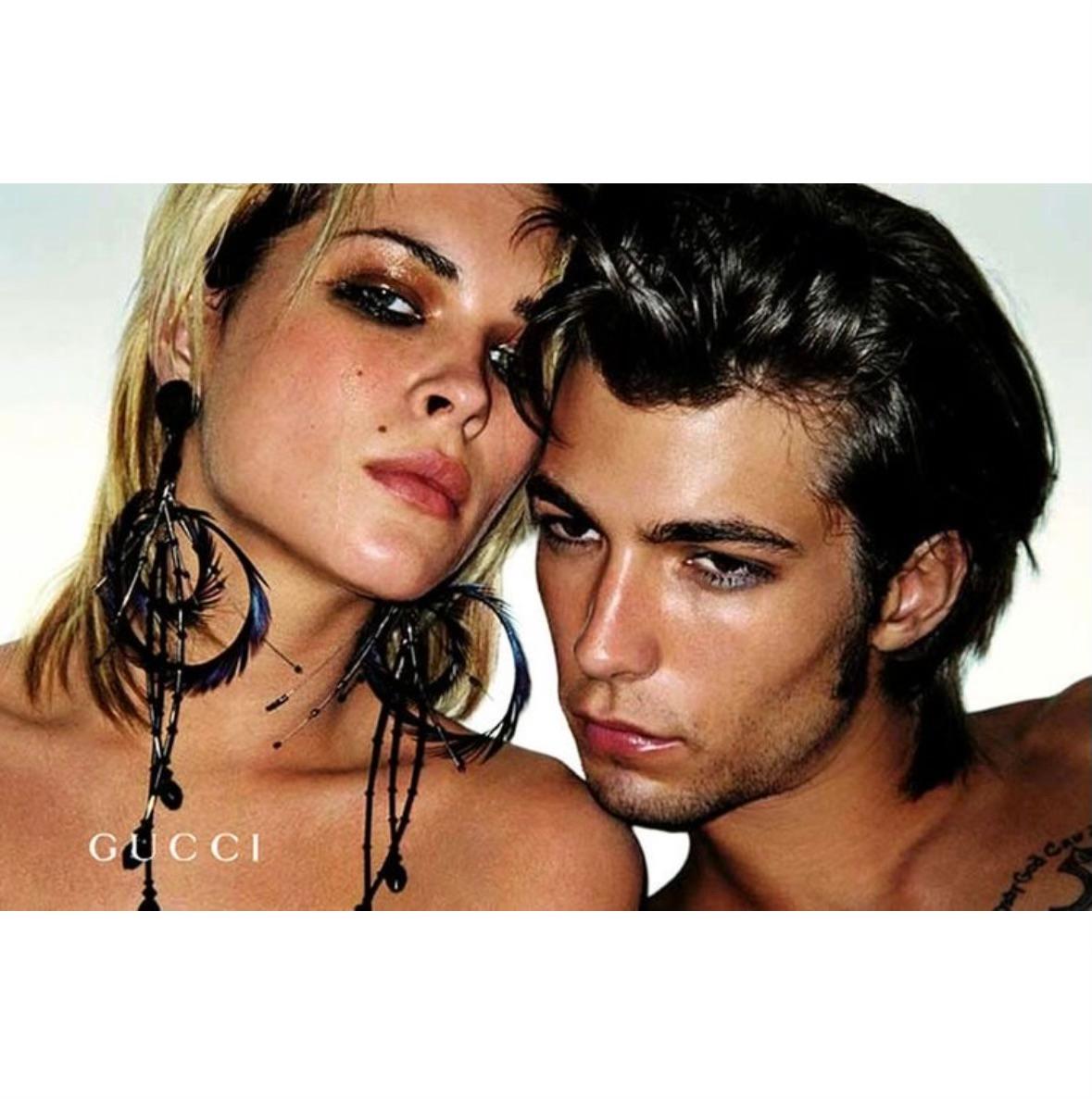 F/W 2001 Gucci by Tom Ford Runway Ad Black Beaded Feather Pendant Earrings