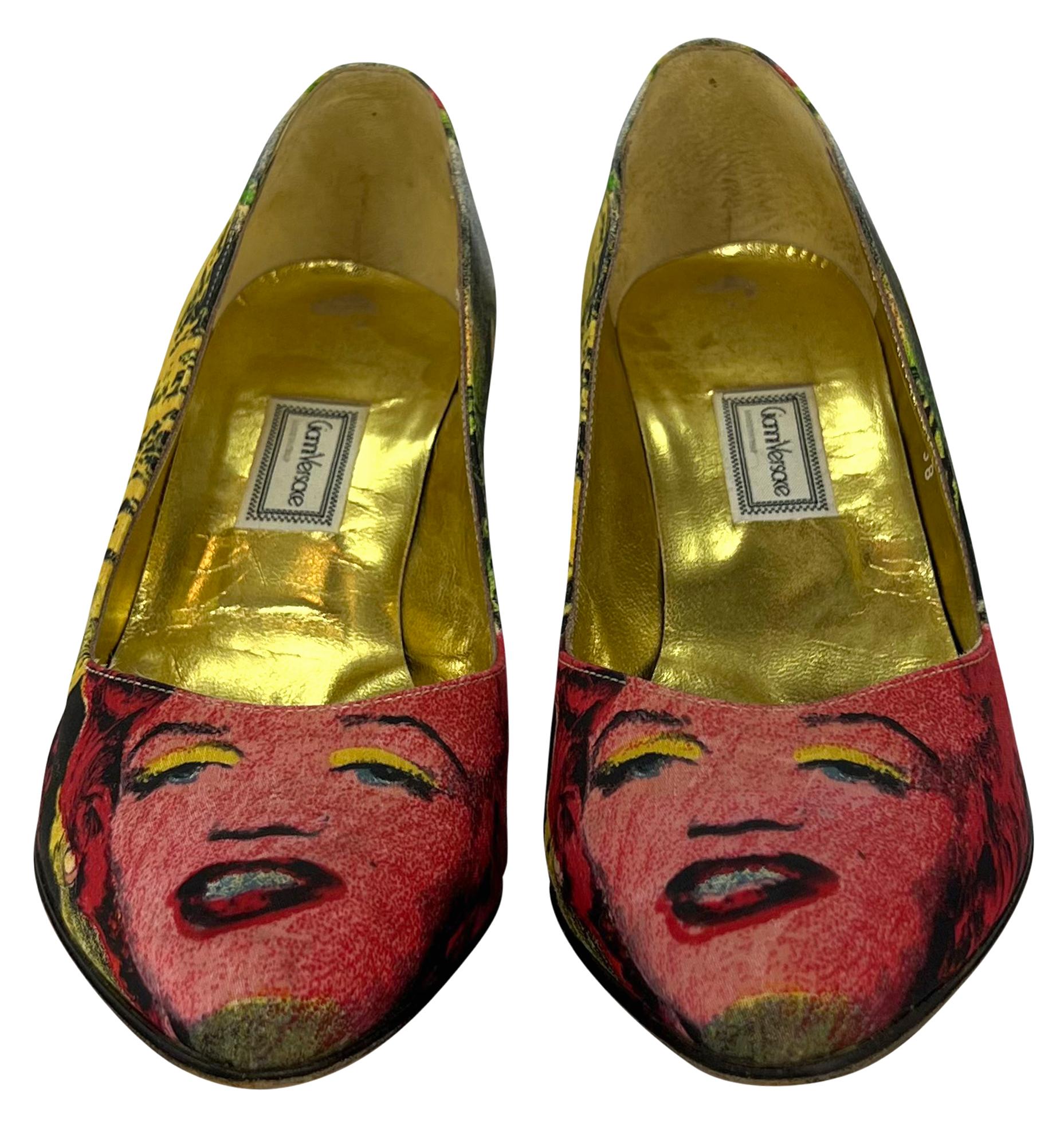 S/S 1991 Gianni Versace Marilyn Monroe Pop Art Warhol Print Pumps IT38