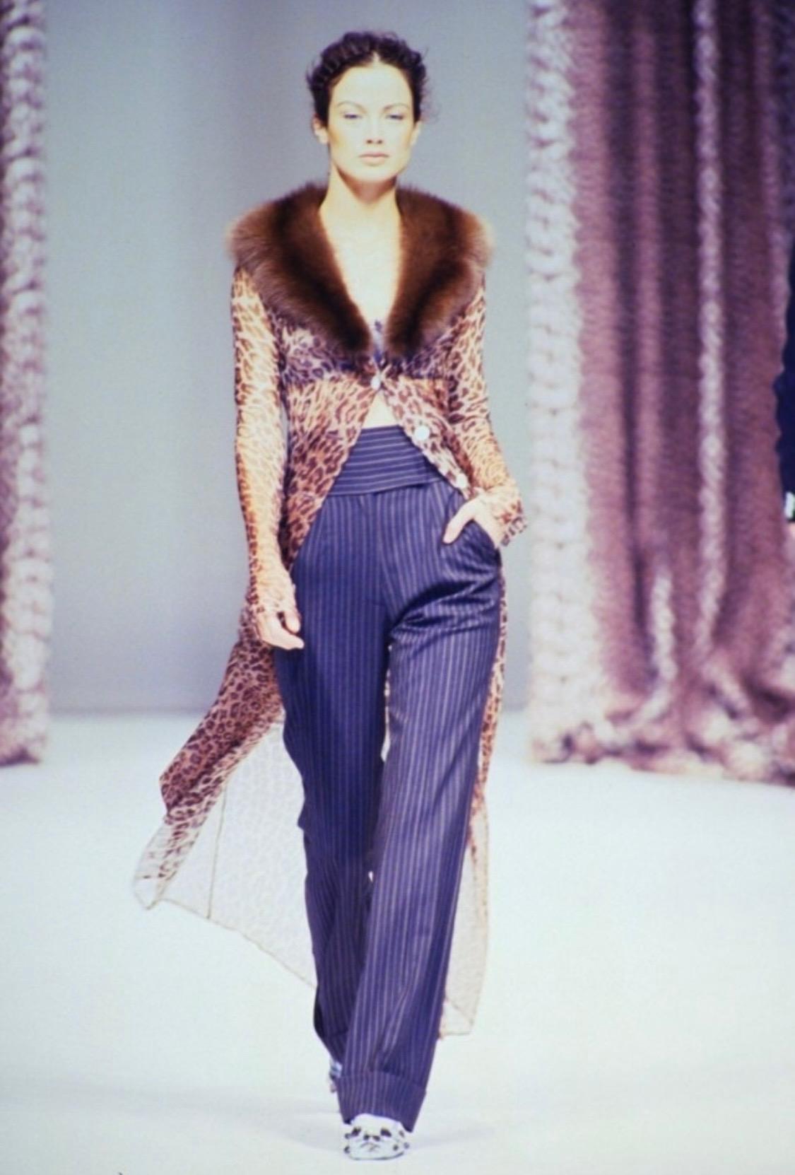 S/S 1997 Dolce & Gabbana Sheer Leopard Print Mink Fur Full-Length Cardigan Dress