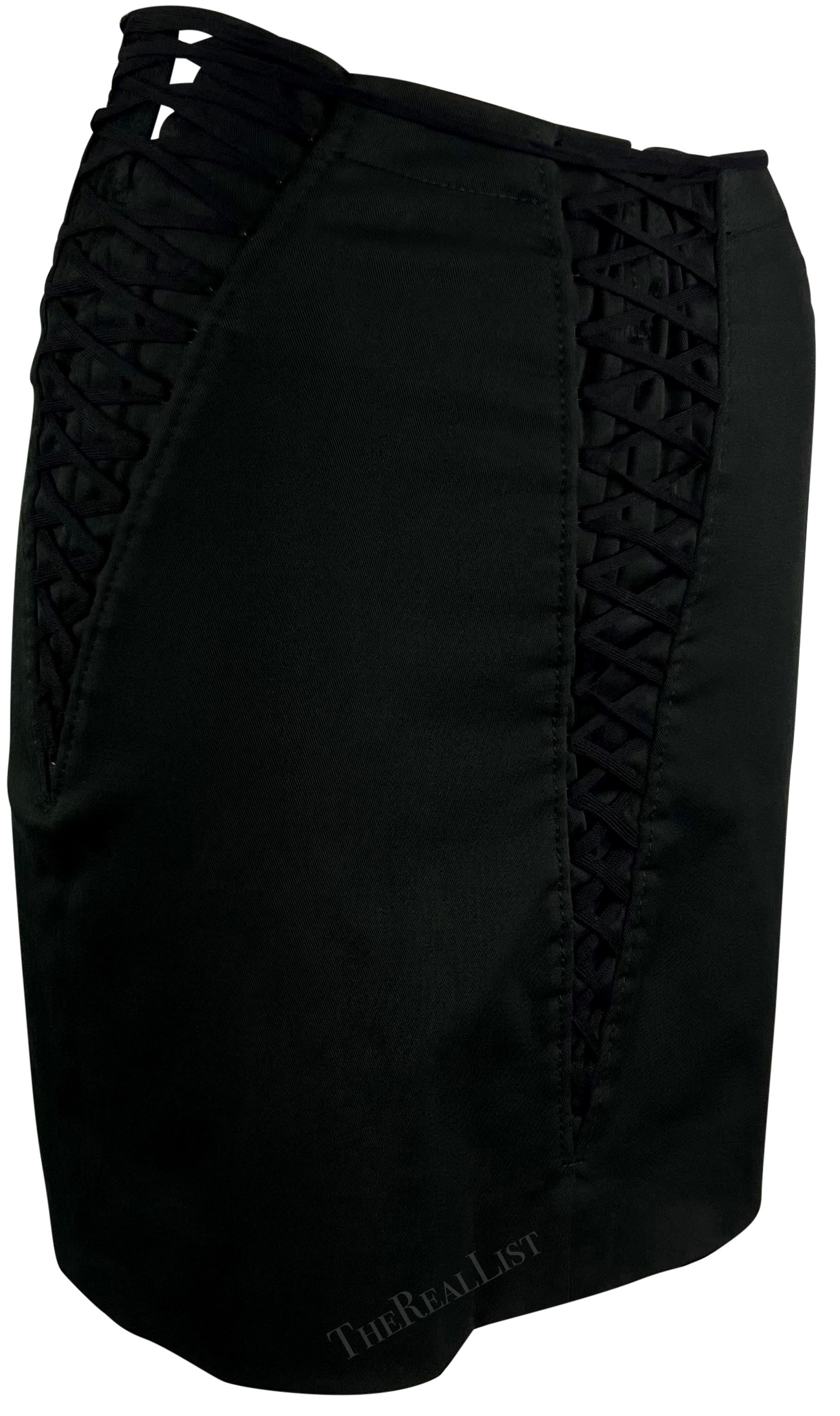 S/S 2002 Dolce & Gabbana Black Lace Up Corset-Style Mini Skirt