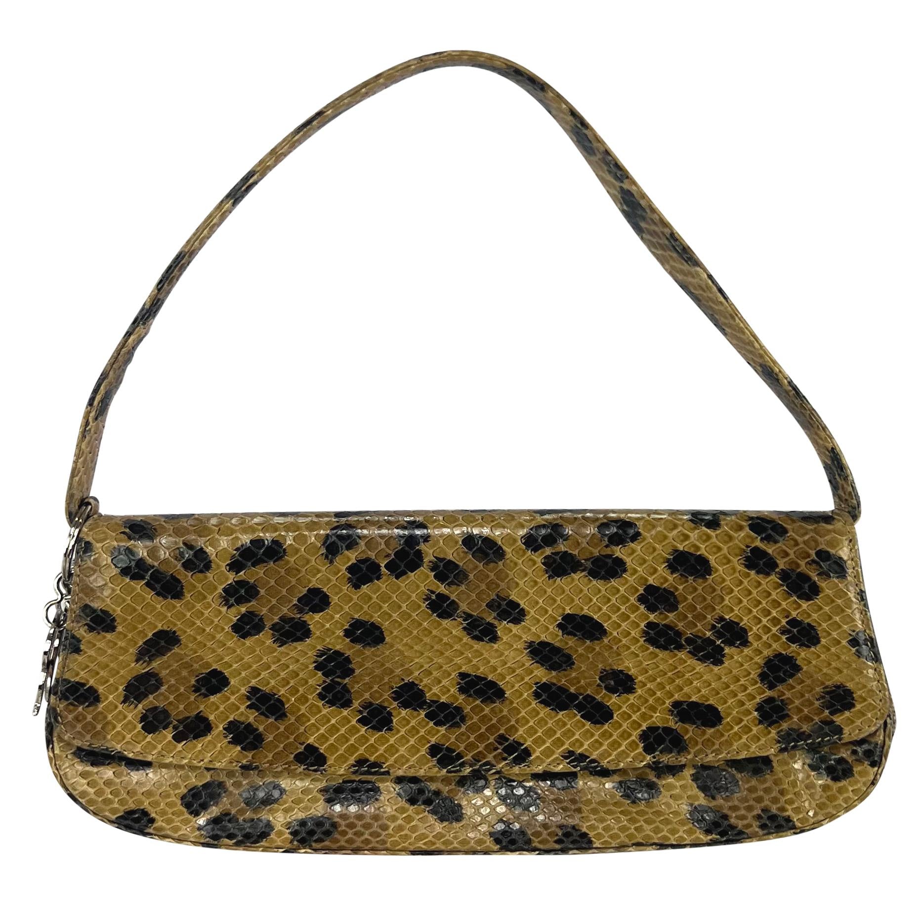 1990s Christian Dior by Gianfranco Ferre Leopard Genuine Python Shoulder Bag