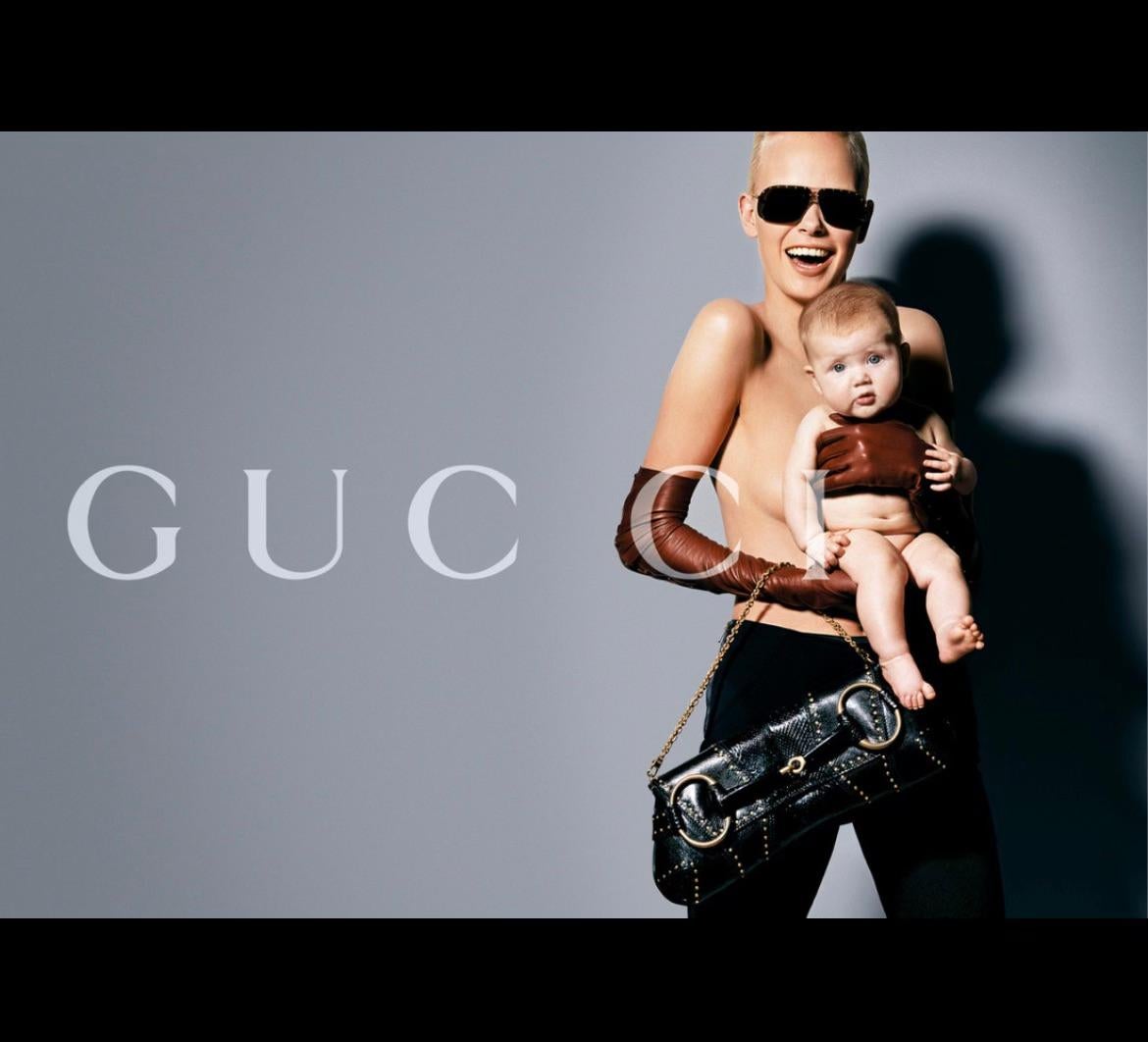 F/W 2003 Gucci by Tom Ford Runway Ad Studded Brown Leather Gloves