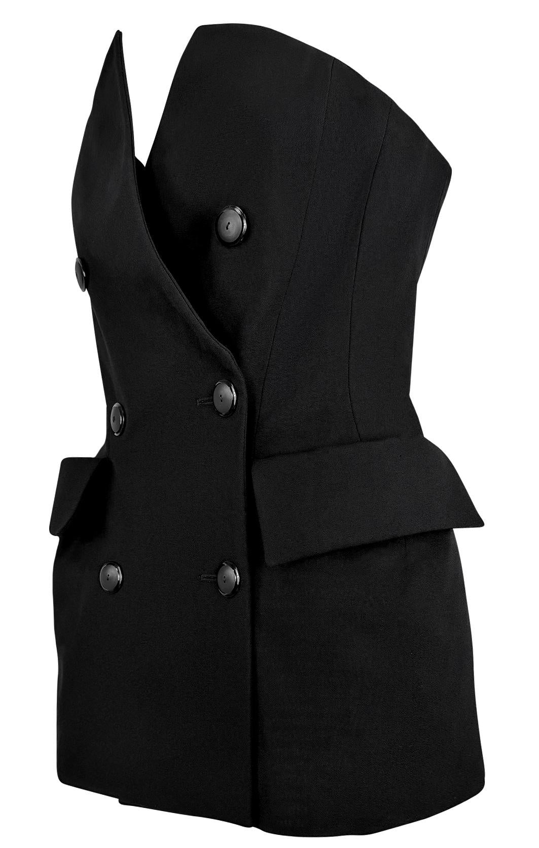 Cruise 1989 Yves Saint Laurent Rive Gauche Double Breasted Corset Mini Dress