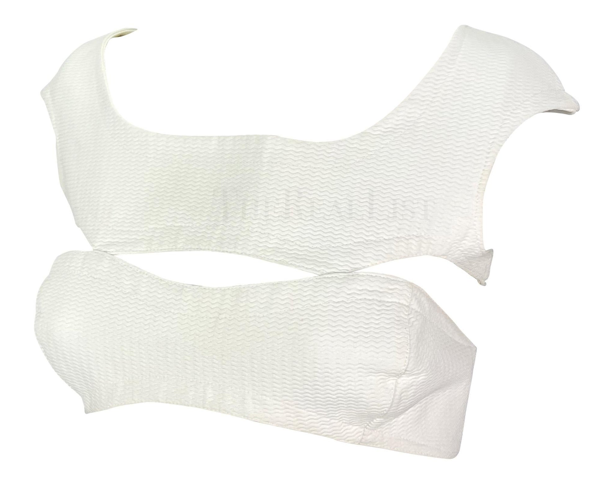 1980s Thierry Mugler White Textured Cut Out Crop Top