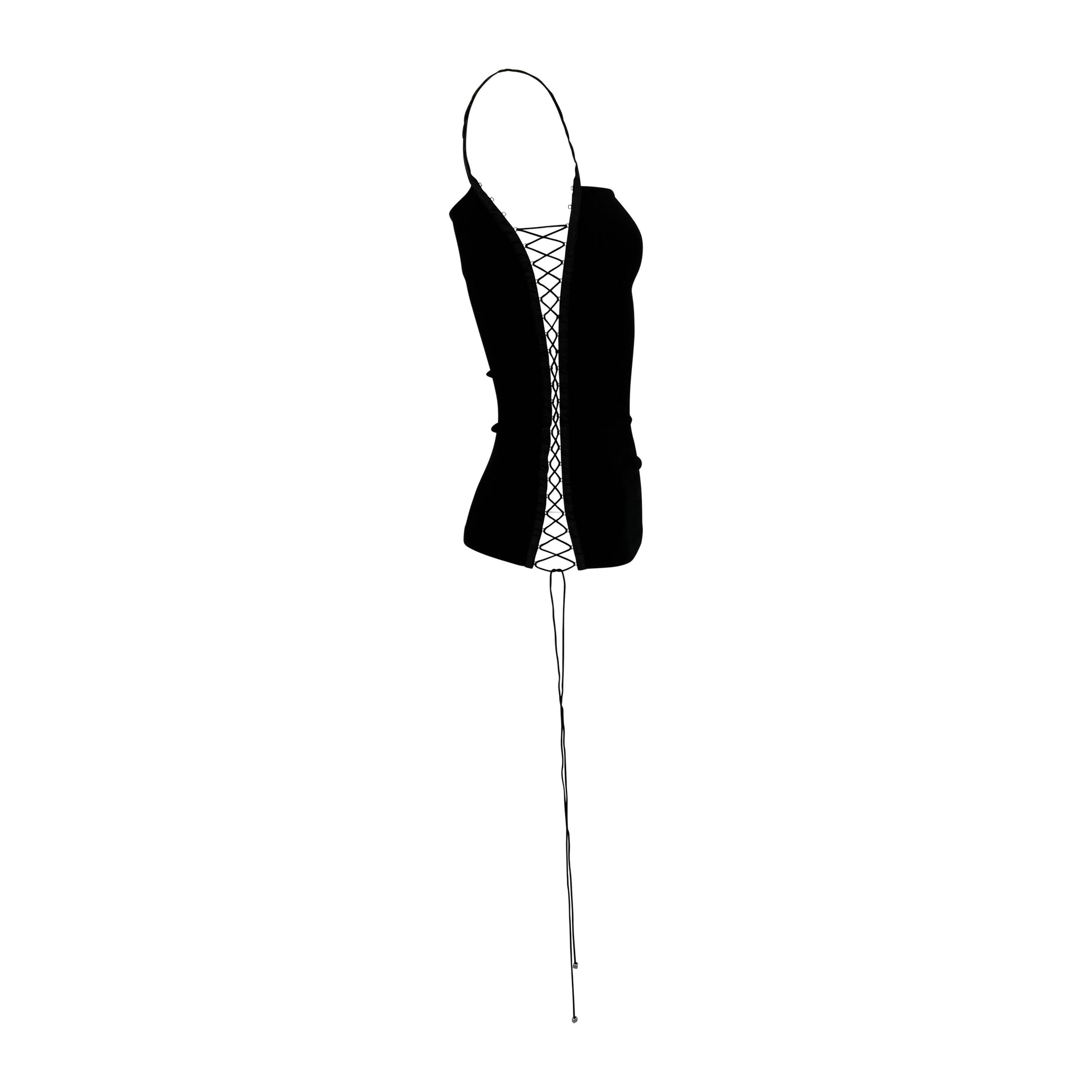 F/W 2003 Dolce & Gabbana Black Stretch Corset Lace-Up Tank Top