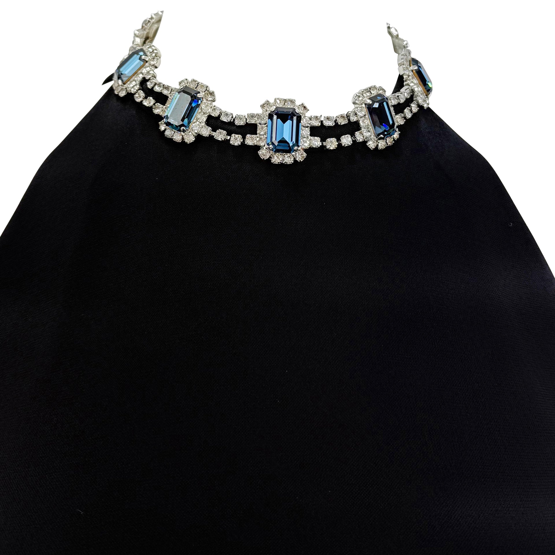 F/W 2001 Dolce & Gabbana Rhinestone Necklace Black Stretch Sleeveless Top