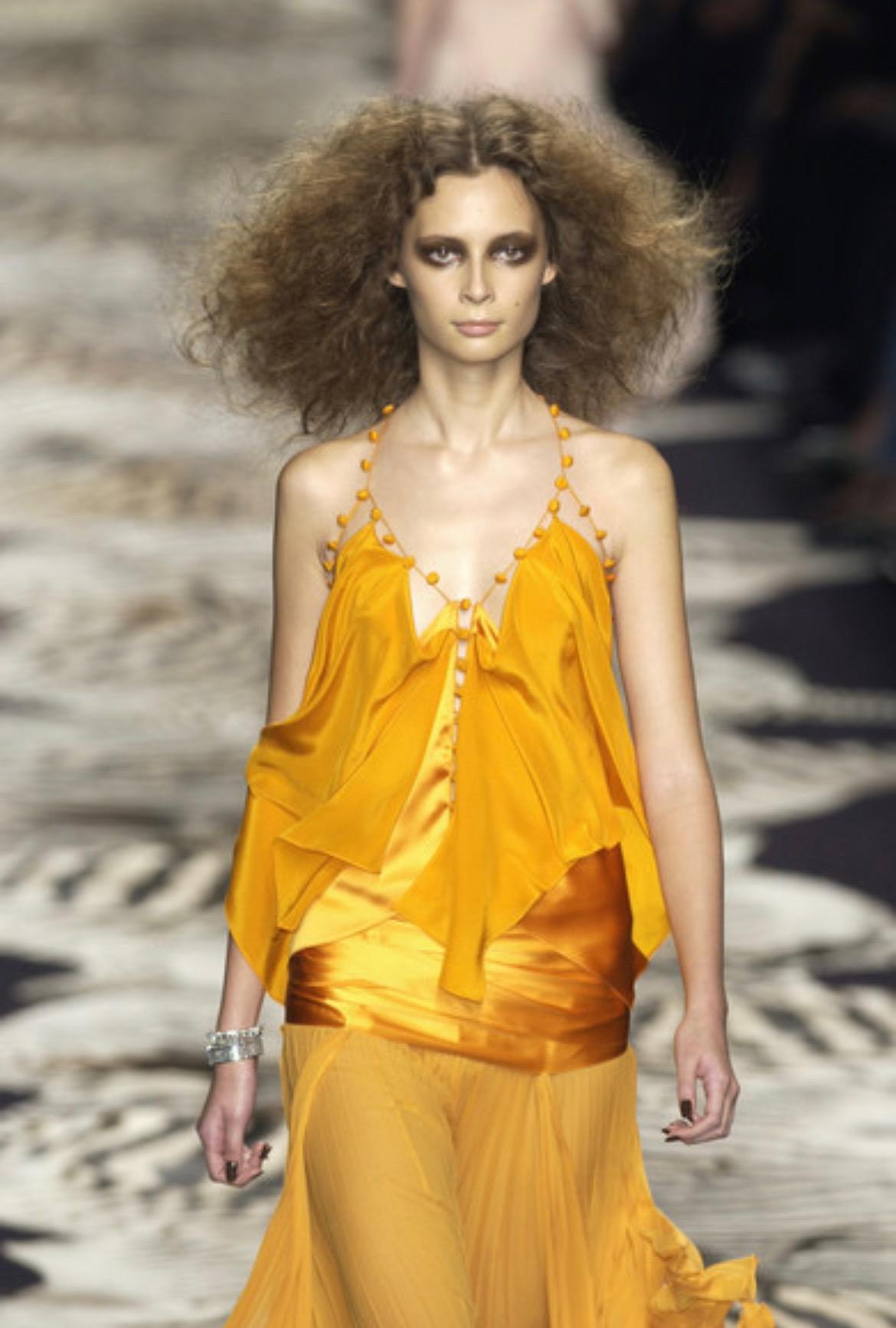 S/S 2004 Yves Saint Laurent by Tom Ford Pink Tiered Button Crop Top