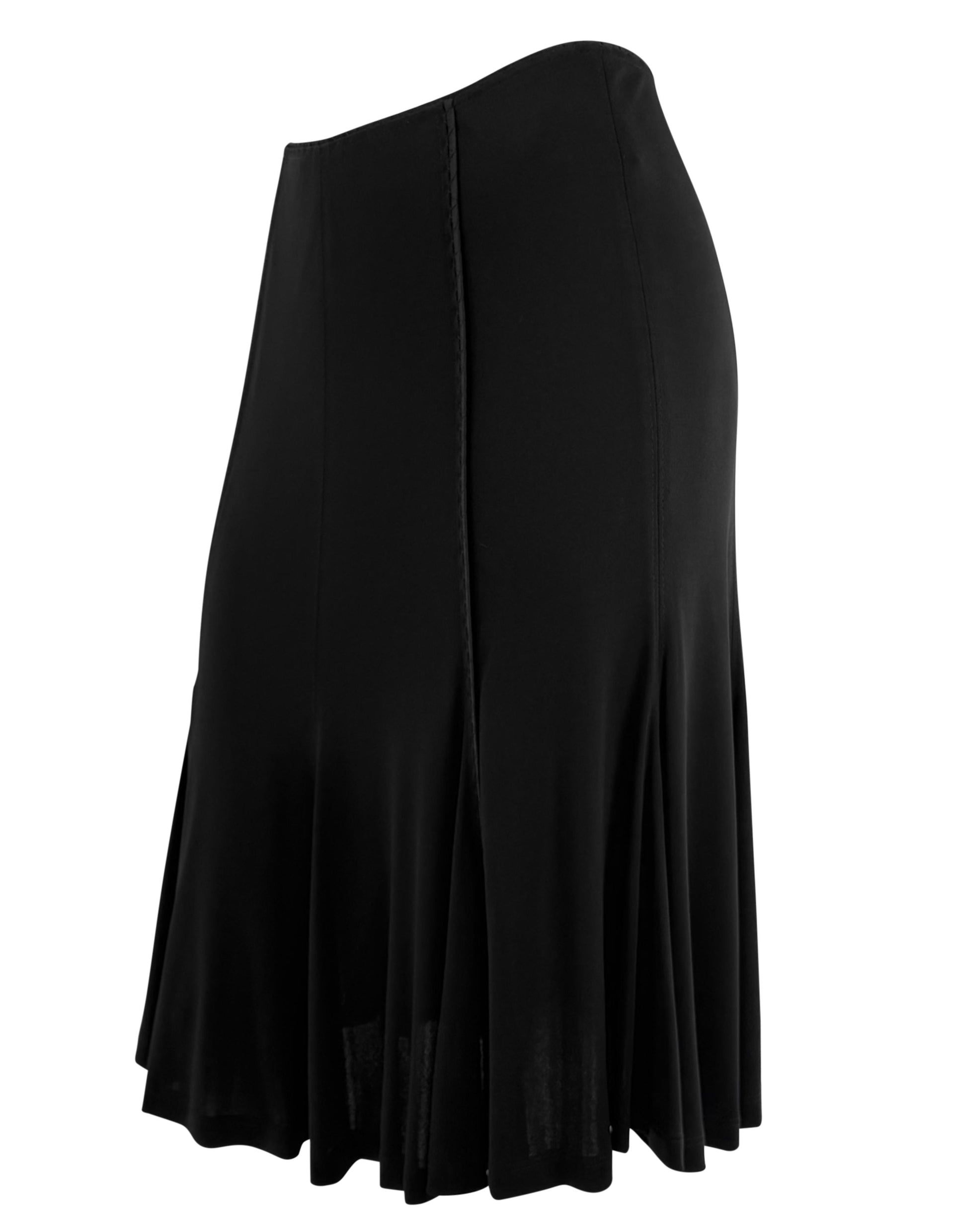 F/W 2002 Yves Saint Laurent by Tom Ford Satin Trim Black Bodycon Flare Skirt