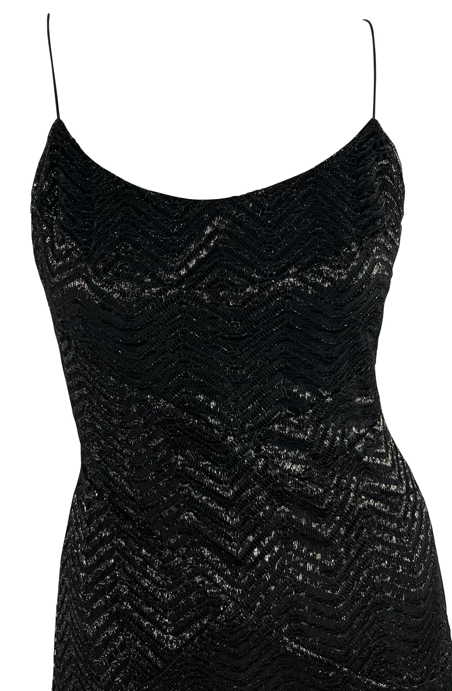 F/W 2005 Yigal Azrouël Runway Black Metallic Lace Slip Gown