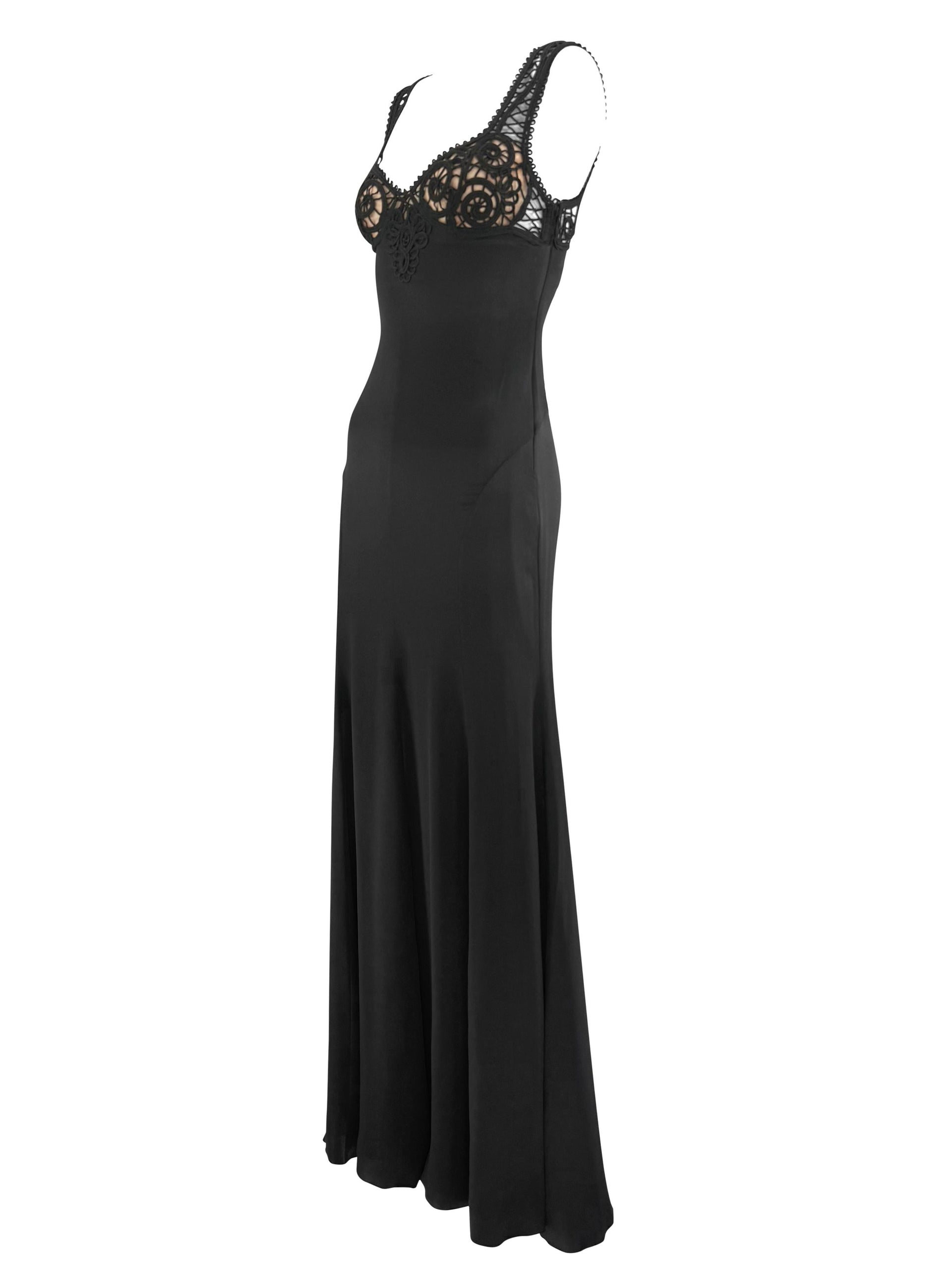 NWT S/S 2006 Versace by Donatella Sheer Plunging Backless Silk Satin Slip Gown