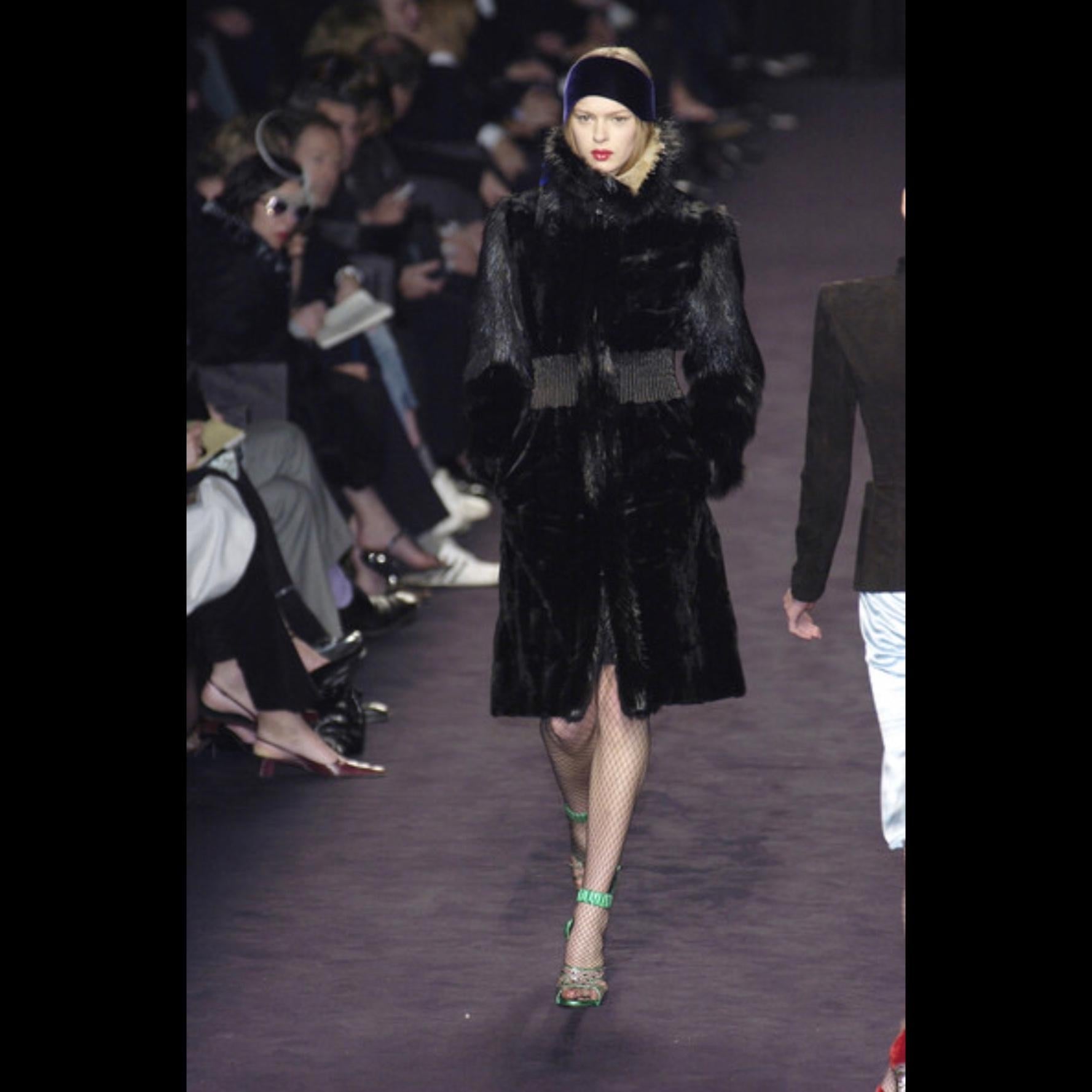 F/W 2003 Yves Saint Laurent by Tom Ford Grey Fur Full Length Runway Coat