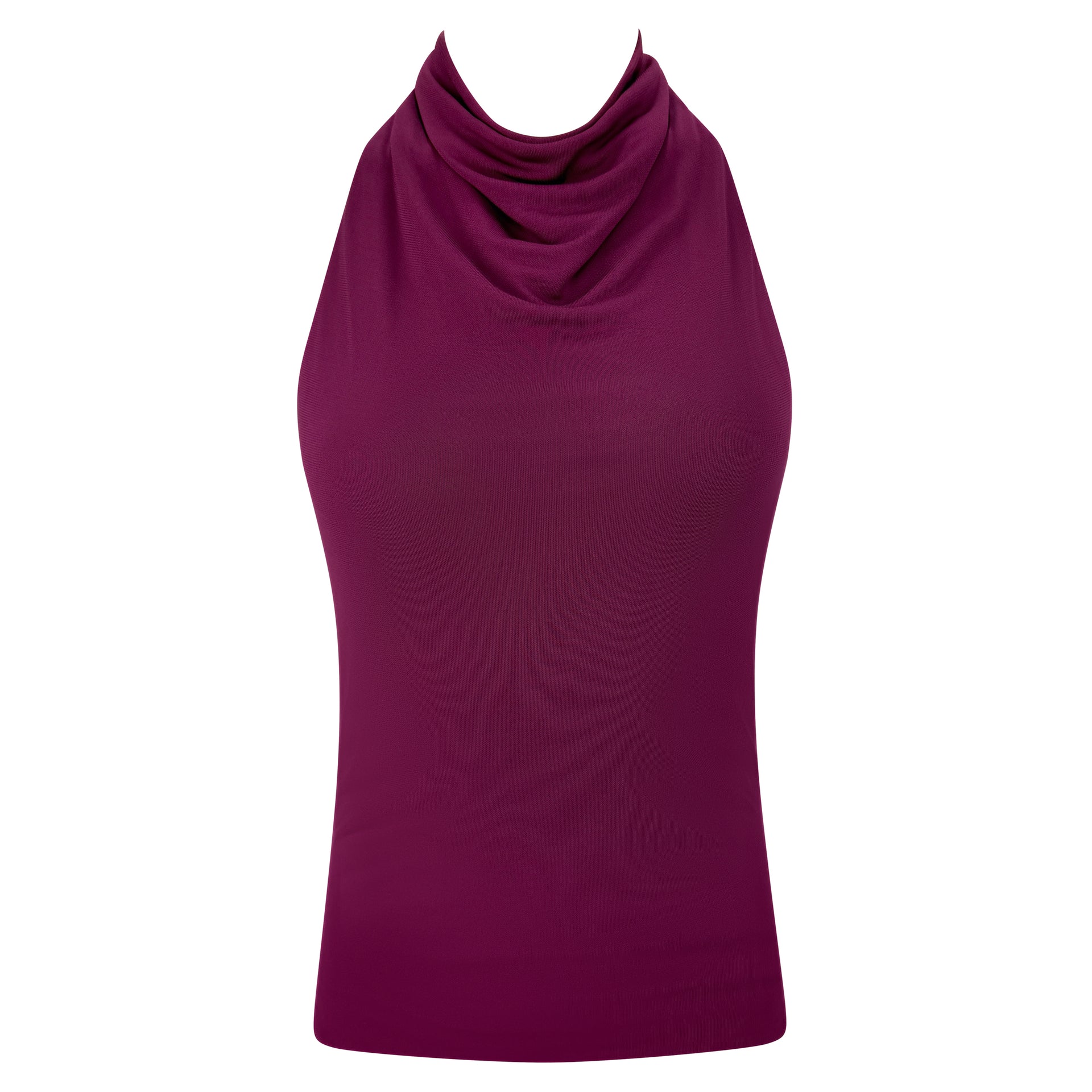 Early 2000s Yigal Azrouël Burgundy Backless Stretch Halter Top