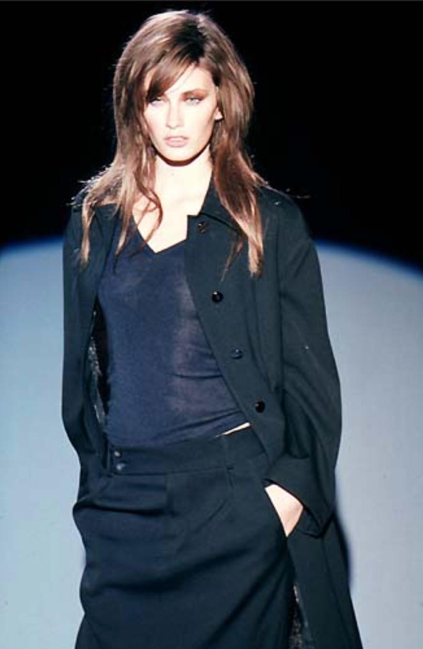 F/W 1998 Gucci by Tom Ford Dark Navy Blue Cashmere Semi-Sheer Tank Top