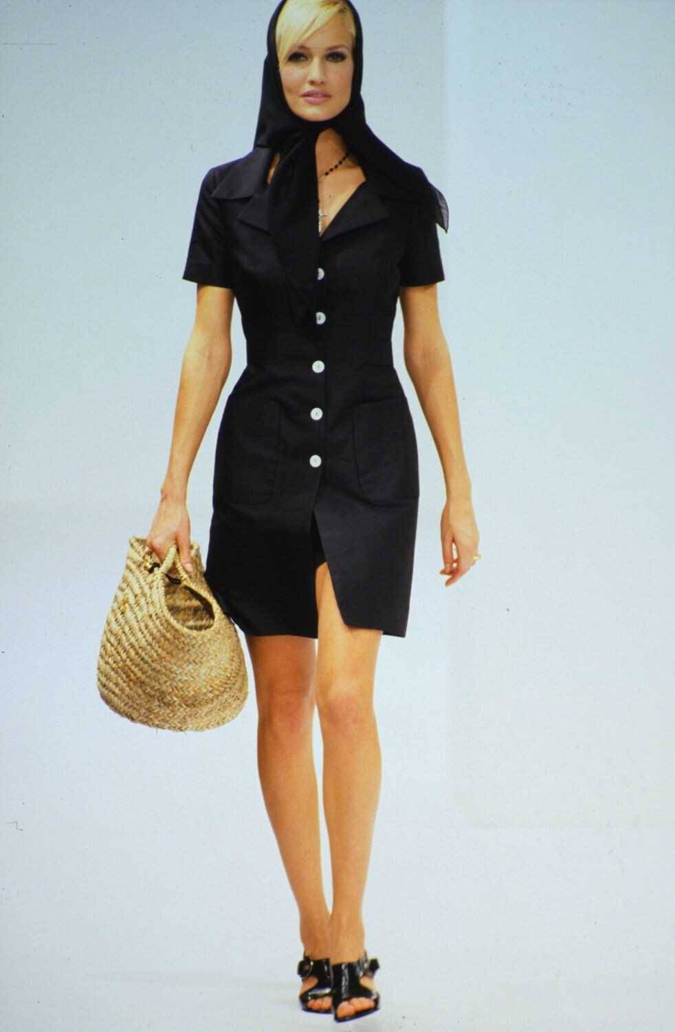 S/S 1996 Dolce & Gabbana Brown Silk Taffeta Collared Pocket Mini Dress
