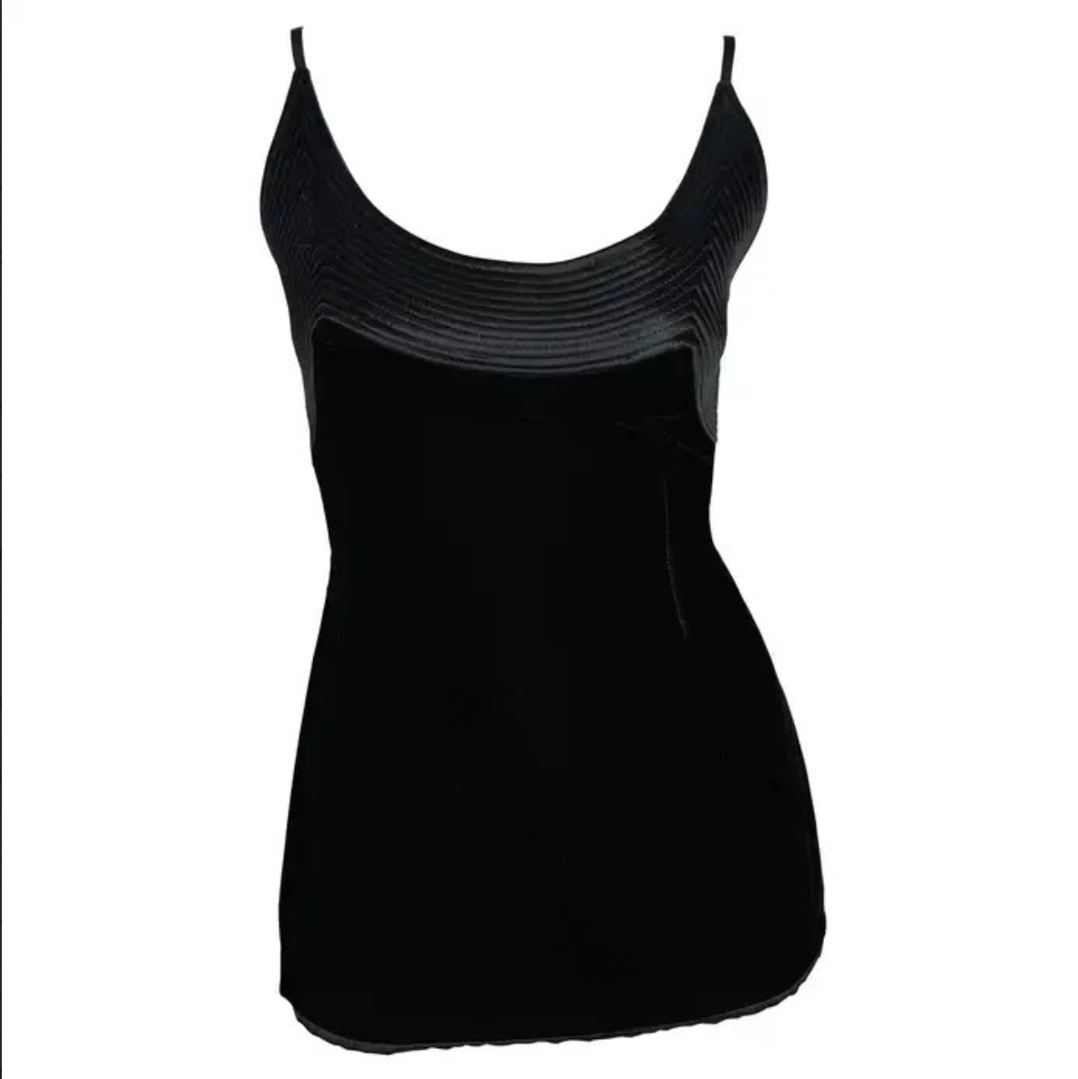 1990s Valentino Garavani Black Velvet Embroidered Tank Top