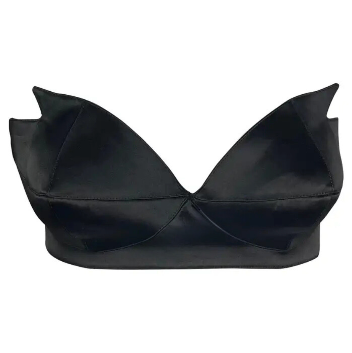 1980s Thierry Mugler Black Satin Pointed Bralette Top