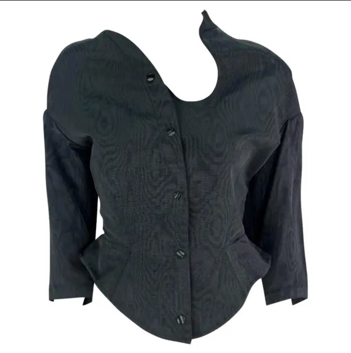 1980s Thierry Mugler Asymmetric Navy Blazer Jacket