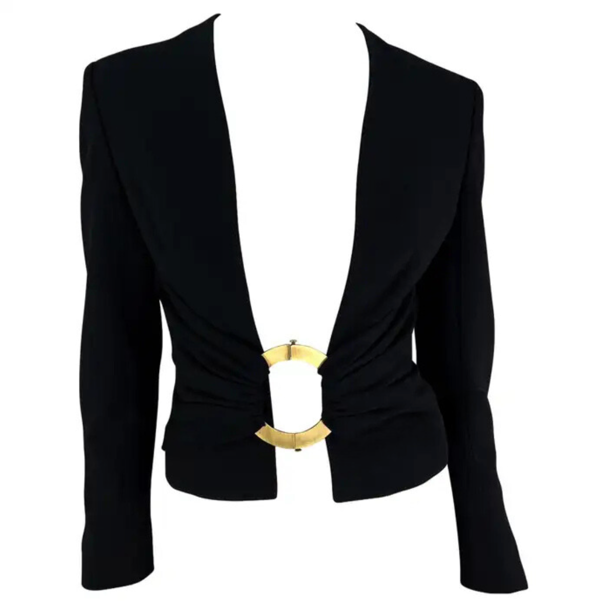S/S 2003 Valentino Garavani Runway Gold Ring Buckle Open Blazer Top