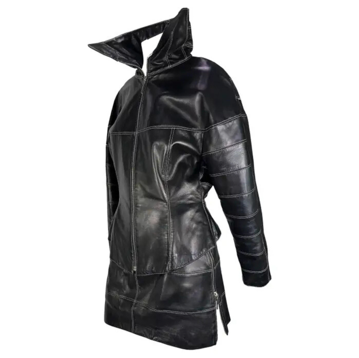 F/W 1991 Claude Montana Runway Leather Moto Jacket Skirt Set