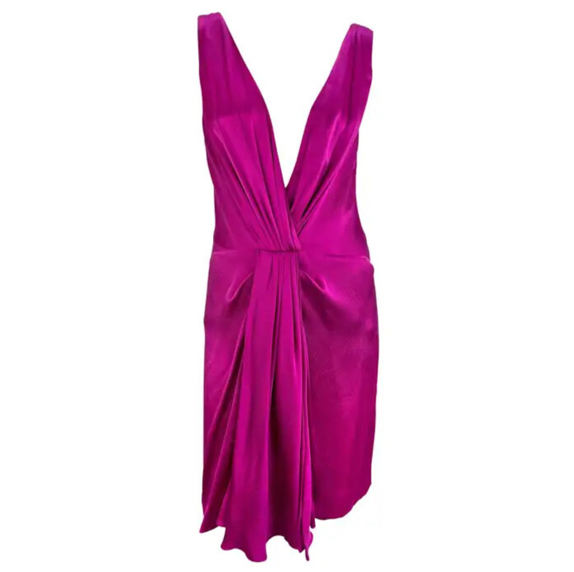 F/W 2007 Christian Dior by John Galliano Plunging Silk Fuchsia Mini Dress