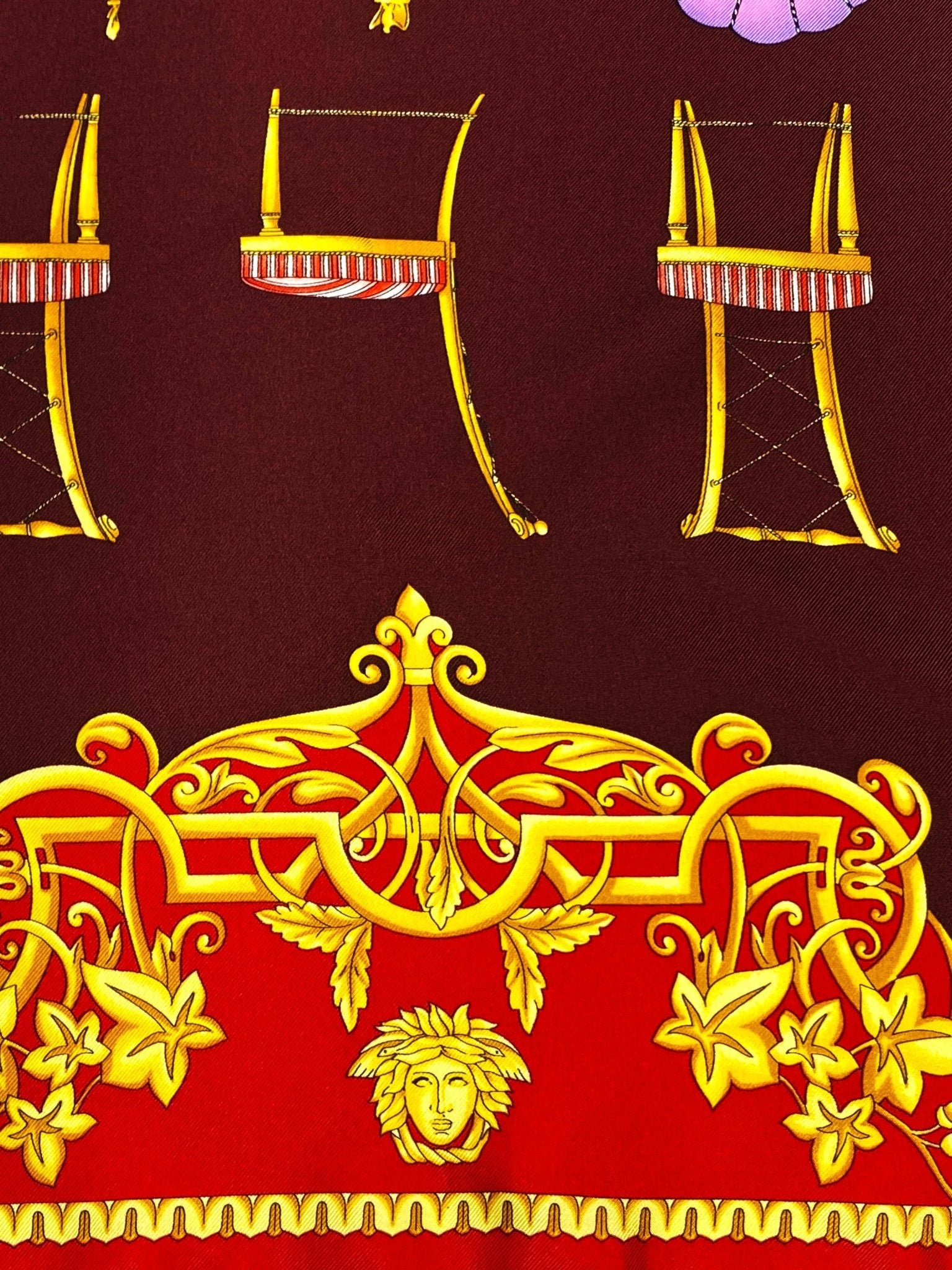 Atelier Versace by Gianni Silk Square Chair Printed Scarf - RealList