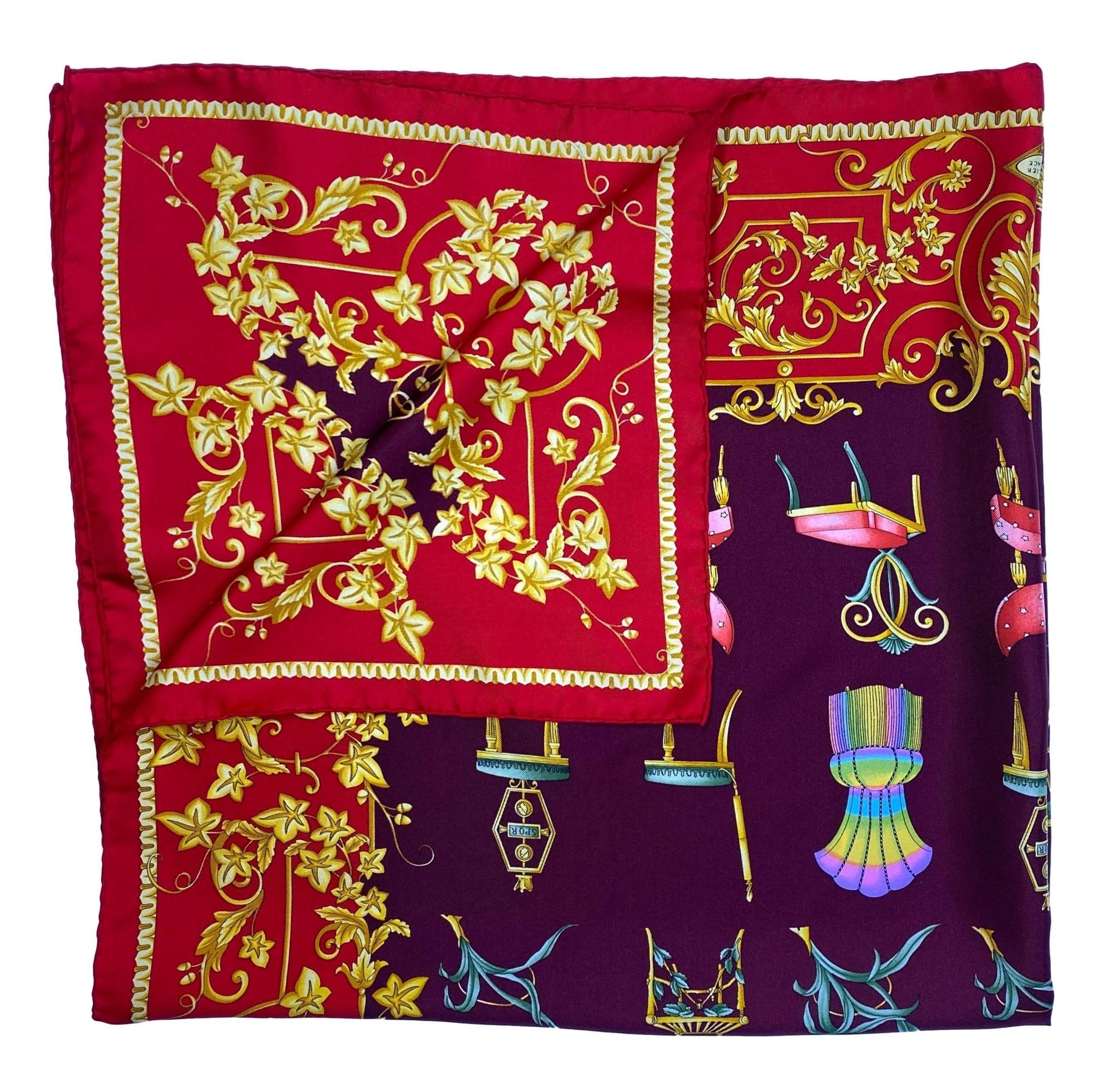 Atelier Versace by Gianni Silk Square Chair Printed Scarf - RealList