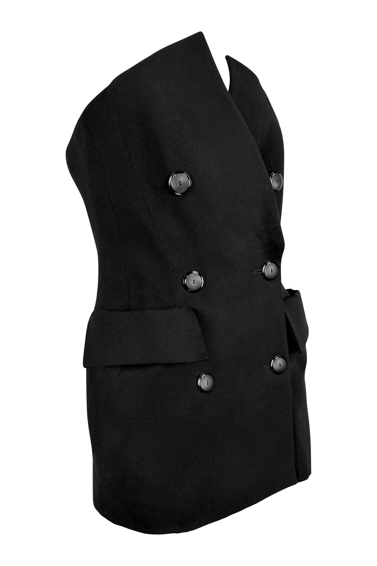 Cruise 1989 Yves Saint Laurent Rive Gauche Double Breasted Corset Mini Dress - RealList