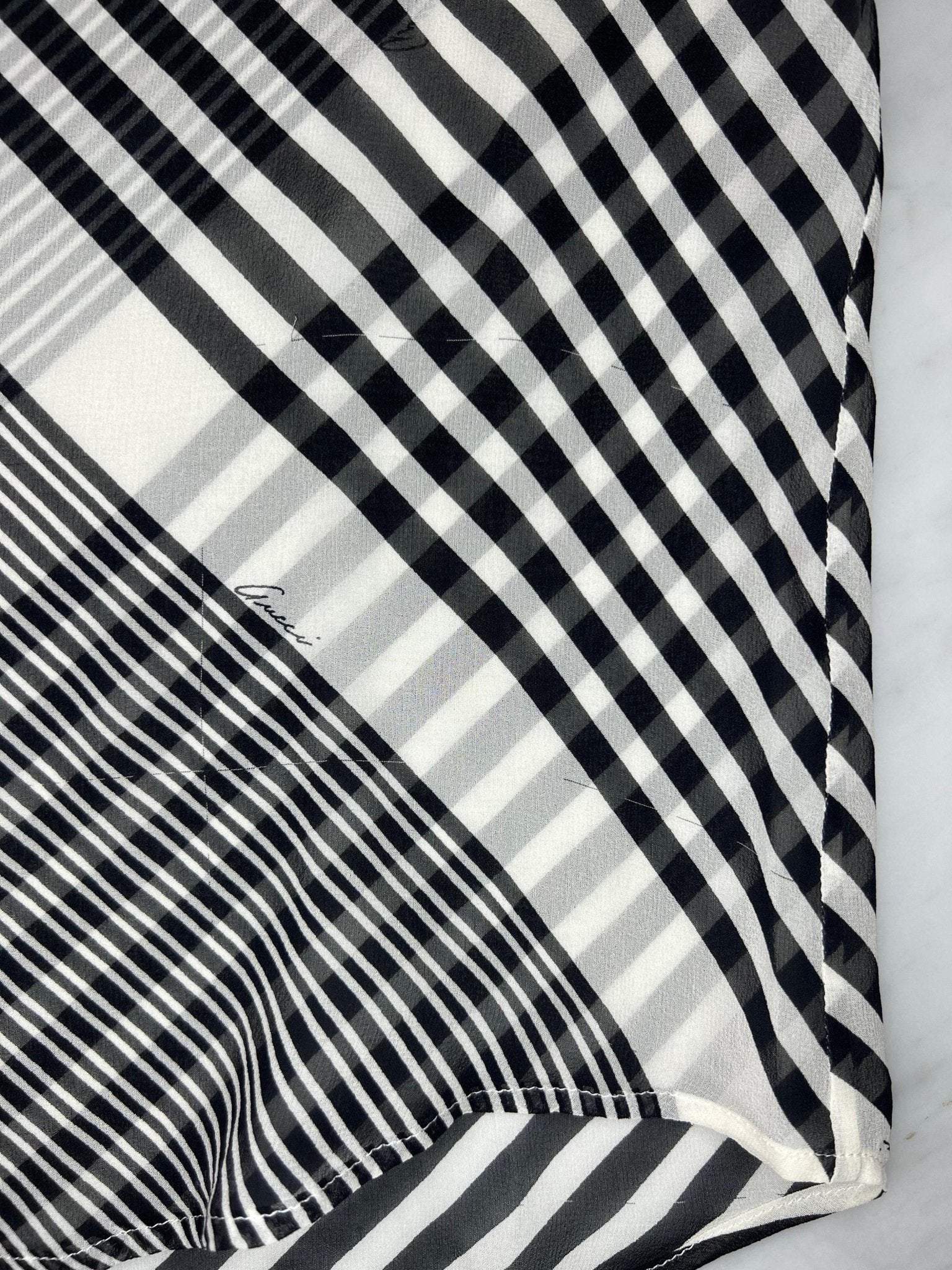 Cruise 2000 Gucci by Tom Ford Black White Stripe Sheer Button Up Top - RealList