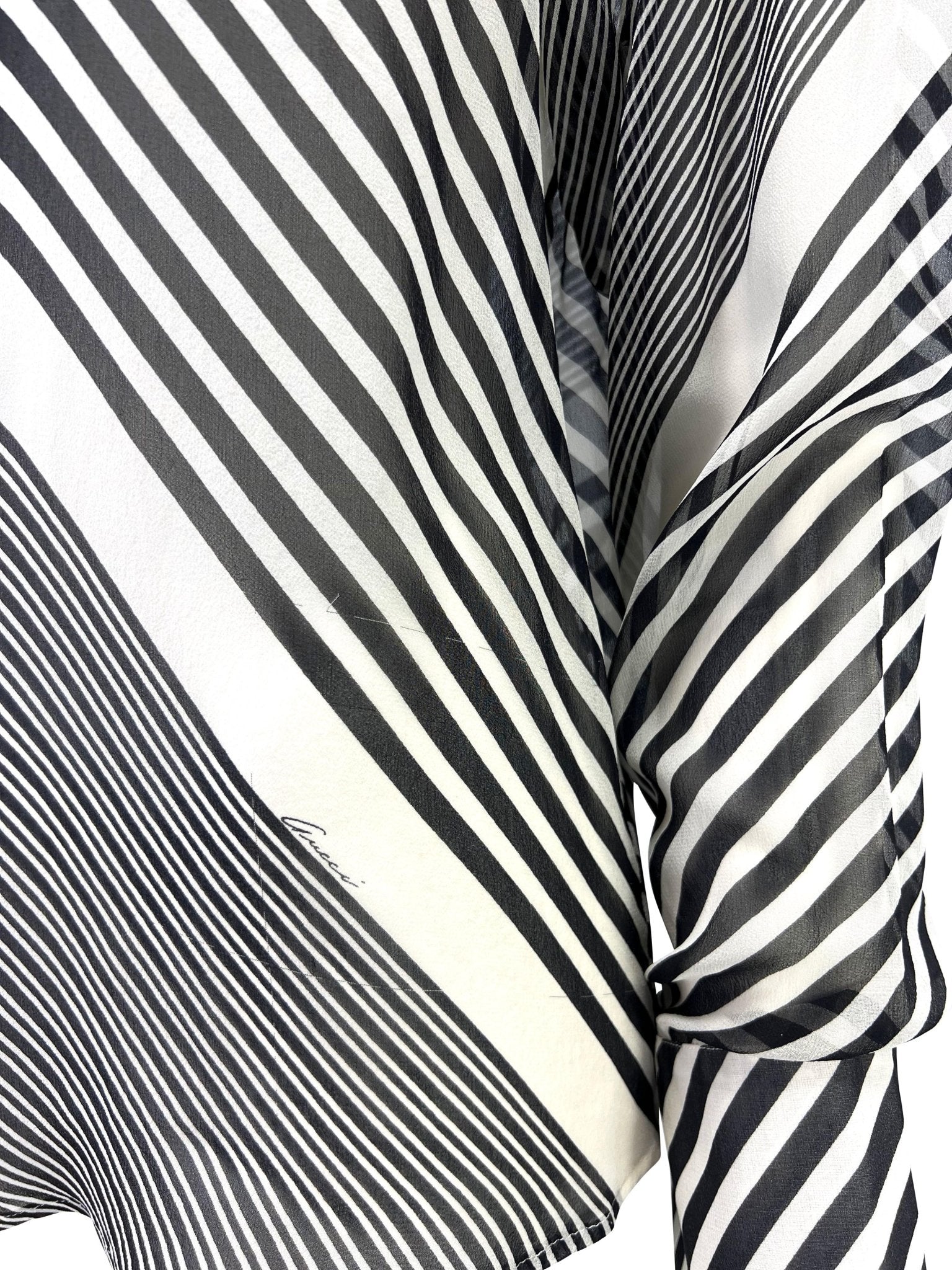 Cruise 2000 Gucci by Tom Ford Black White Stripe Sheer Button Up Top - RealList