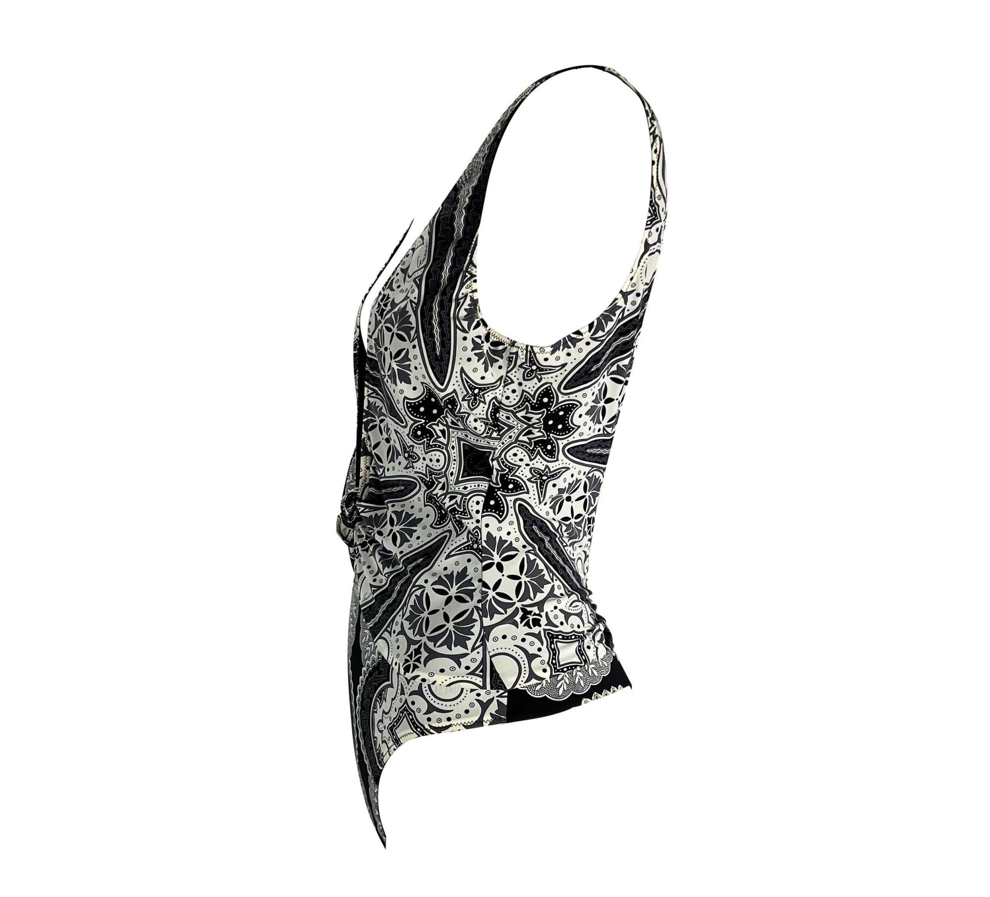 Cruise 2004 Gucci by Tom Ford Black Bandana Print One Piece Thong Swimsuit - RealList