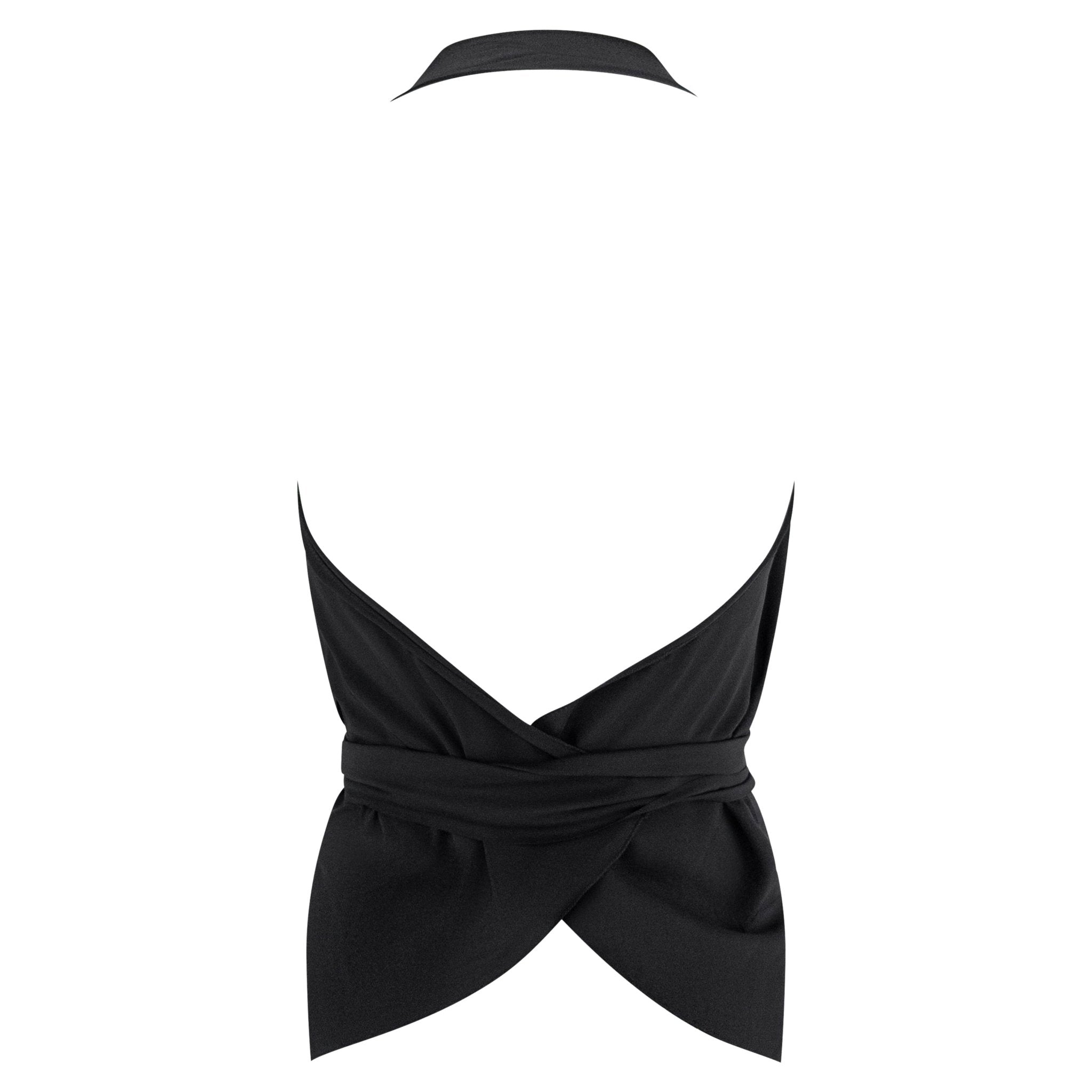 Cruise 2004 Gucci by Tom Ford Black Silk Fringe Scarf Wrap Crop Top - RealList
