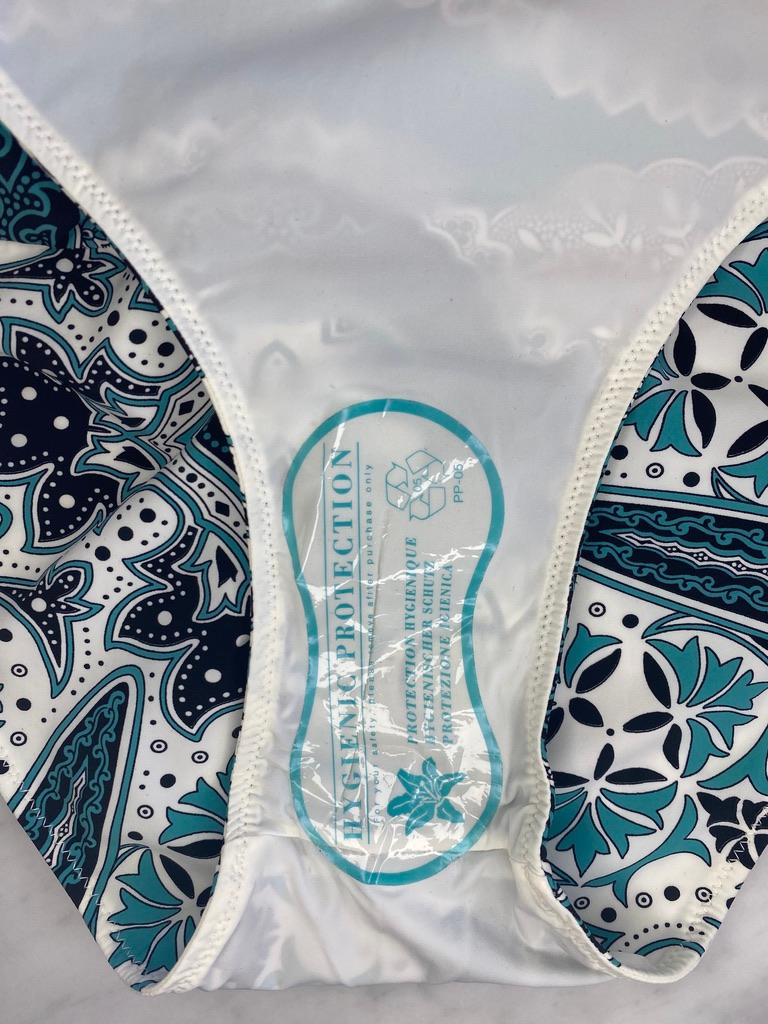 Cruise 2004 Gucci by Tom Ford Teal Blue Bandana Print One Piece Swimsuit NWT - RealList