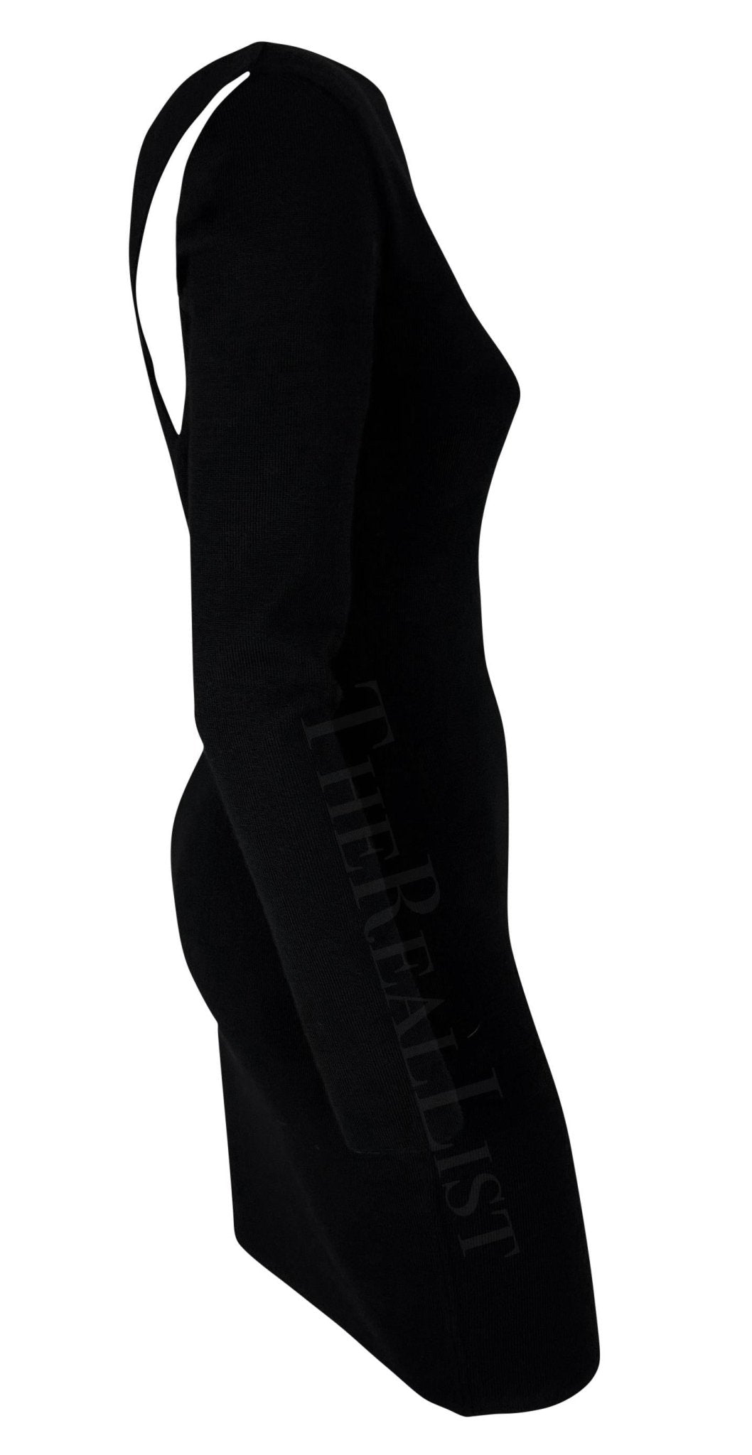 Early 1990s Dolce & Gabbana Backless Black Knit Wool Bodycon Long Sleeve Dress - RealList