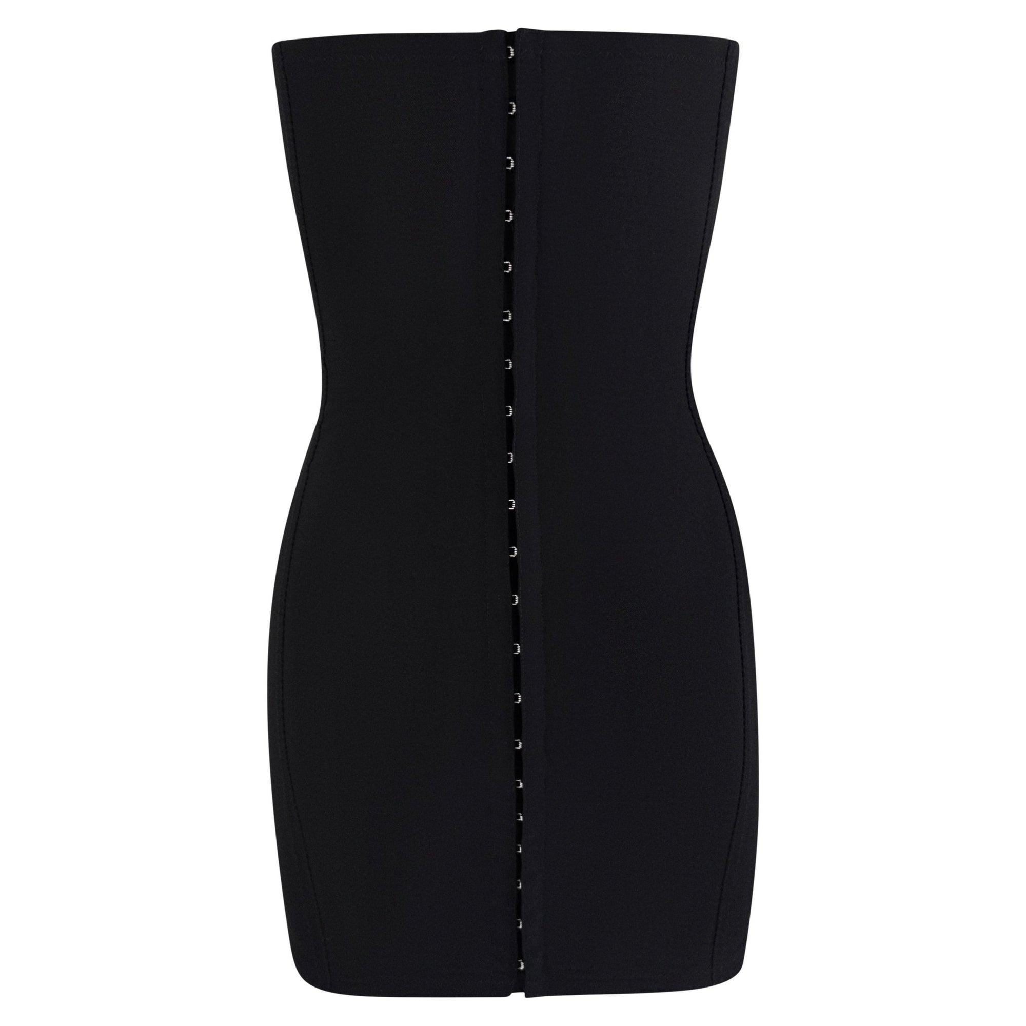Early 1990s Dolce & Gabbana Dark Grey Strapless Corset Boned Bustier Dress - RealList