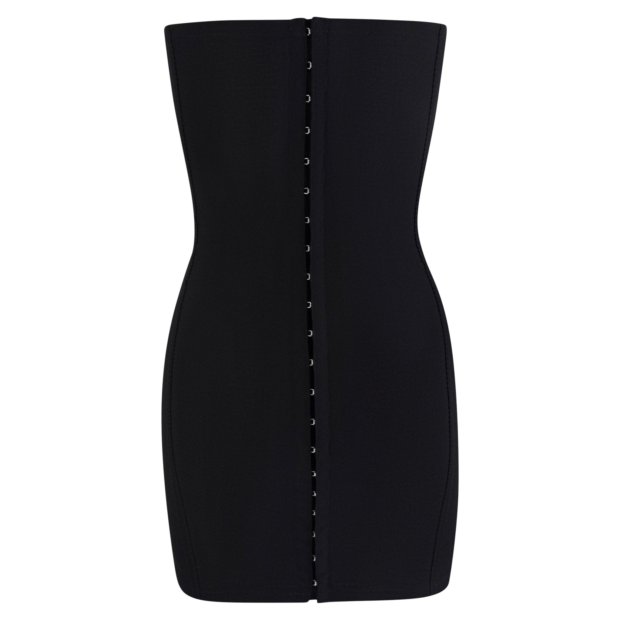 Early 1990s Dolce & Gabbana Dark Grey Strapless Corset Boned Bustier Dress - RealList