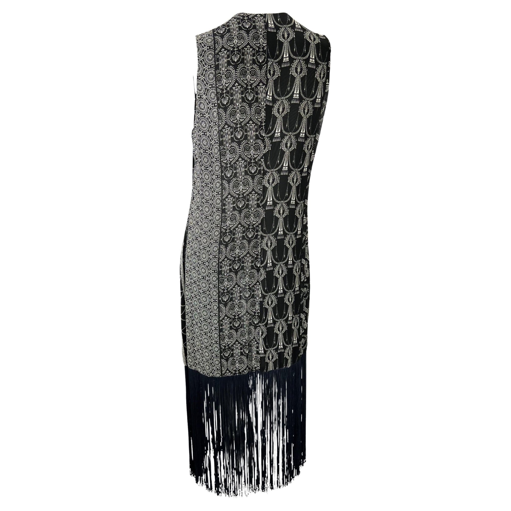 Early 1990s Dolce & Gabbana Long Fringe Monochrome Panel Duster - RealList