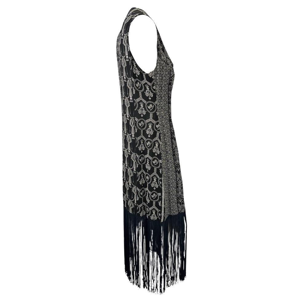 Early 1990s Dolce & Gabbana Long Fringe Monochrome Panel Duster - RealList