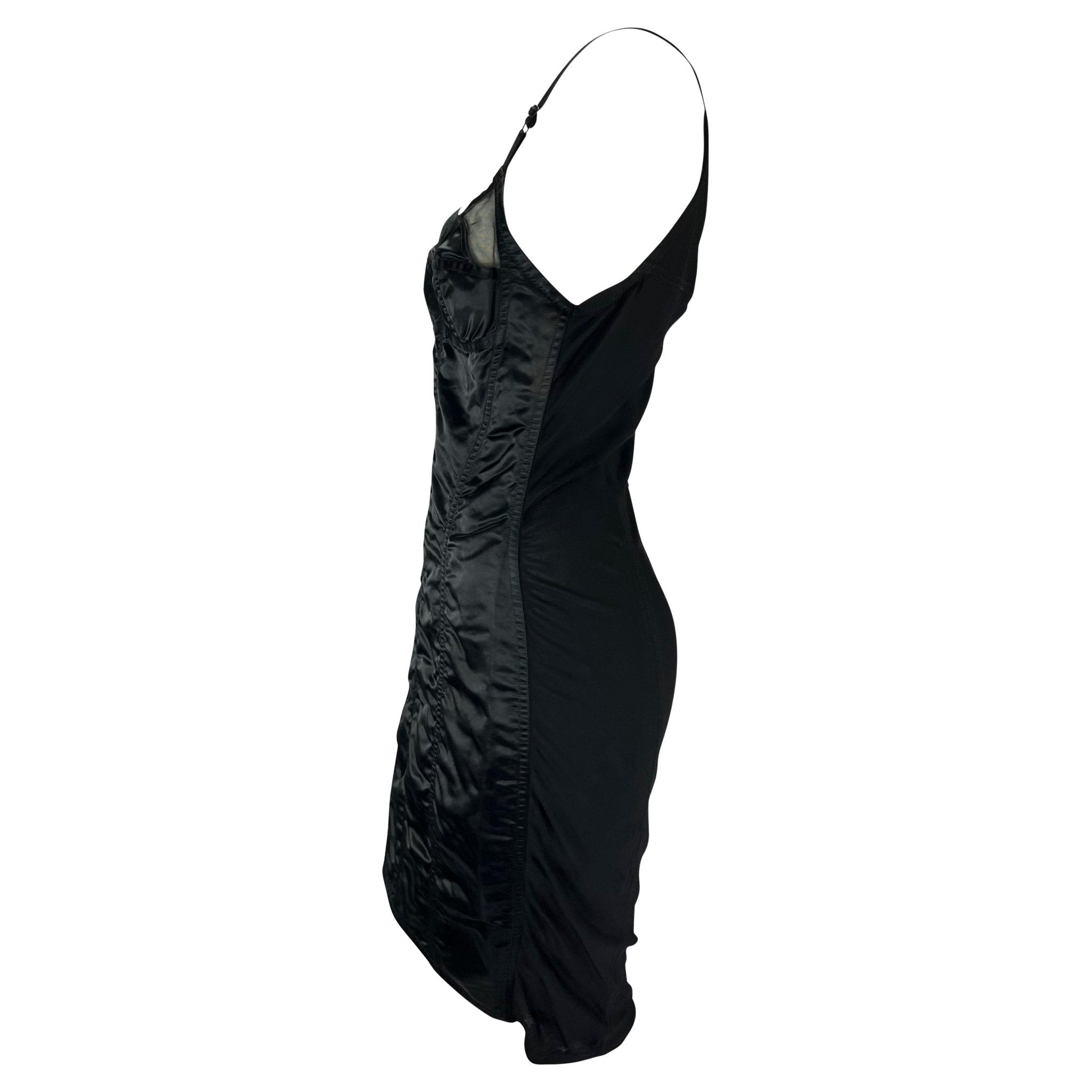 Early 1990s Dolce & Gabbana Sheer Pin - Up Satin Bustier Corset Dress - RealList